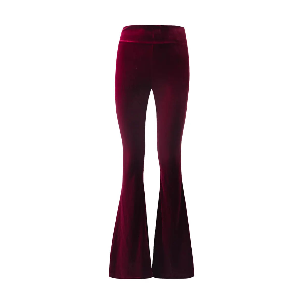 Pantalone a zampa LOLA di Alessandra Gallo in ciniglia bordeaux con fascia a vita alta elasticizzata - vista frontale - Day&Night Collection