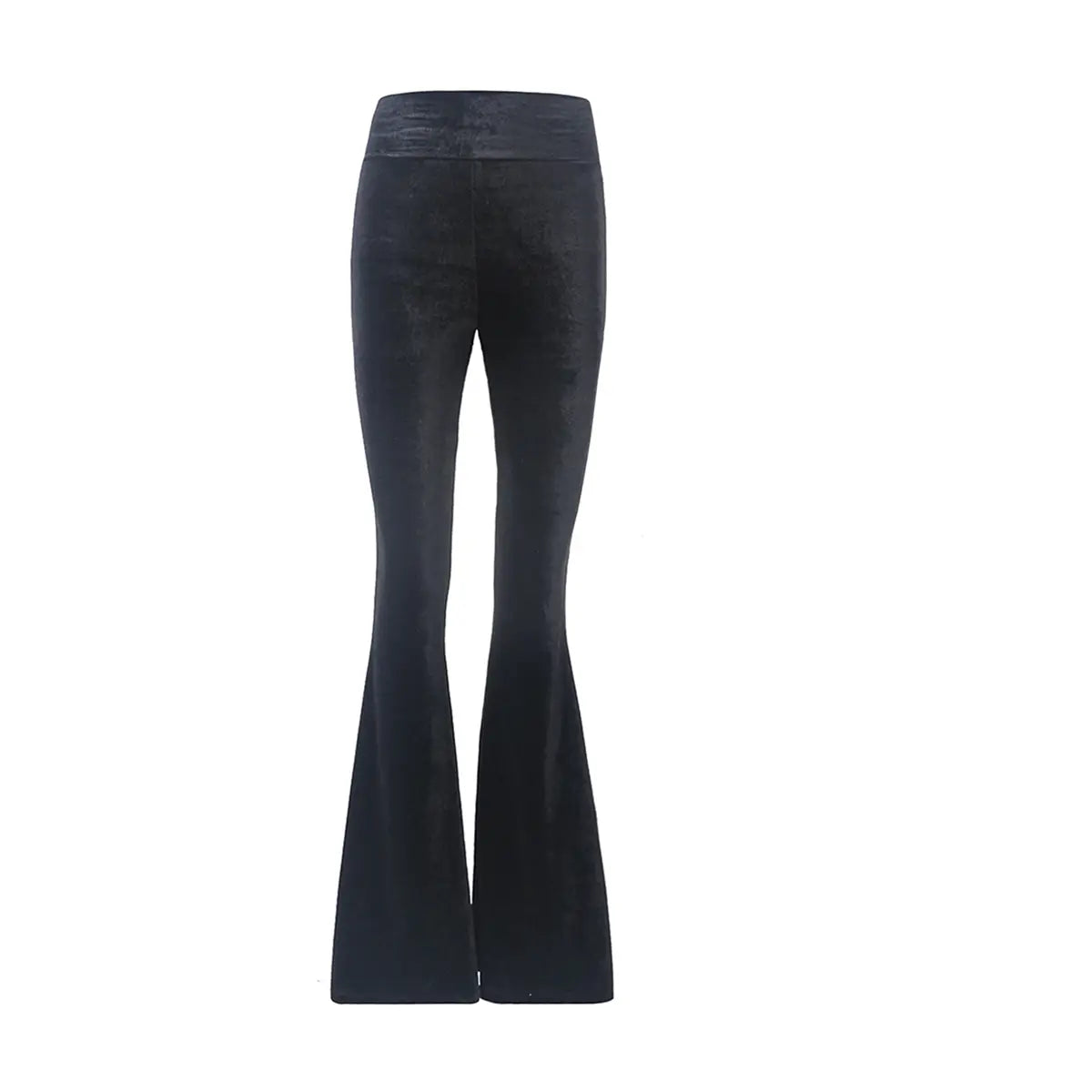 Pantalone a zampa LOLA di Alessandra Gallo in ciniglia nera con fascia a vita alta elasticizzata - vista frontale - Day&Night Collection
