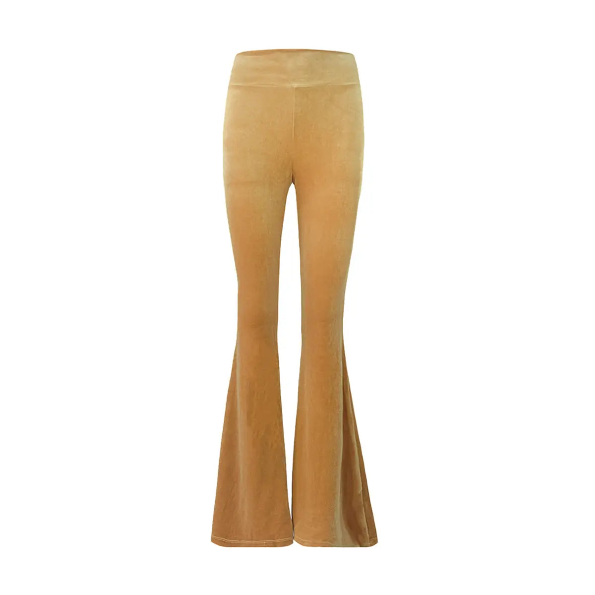 Pantalone a zampa LOLA di Alessandra Gallo in ciniglia ocra con fascia a vita alta elasticizzata - vista frontale - Day&Night Collection