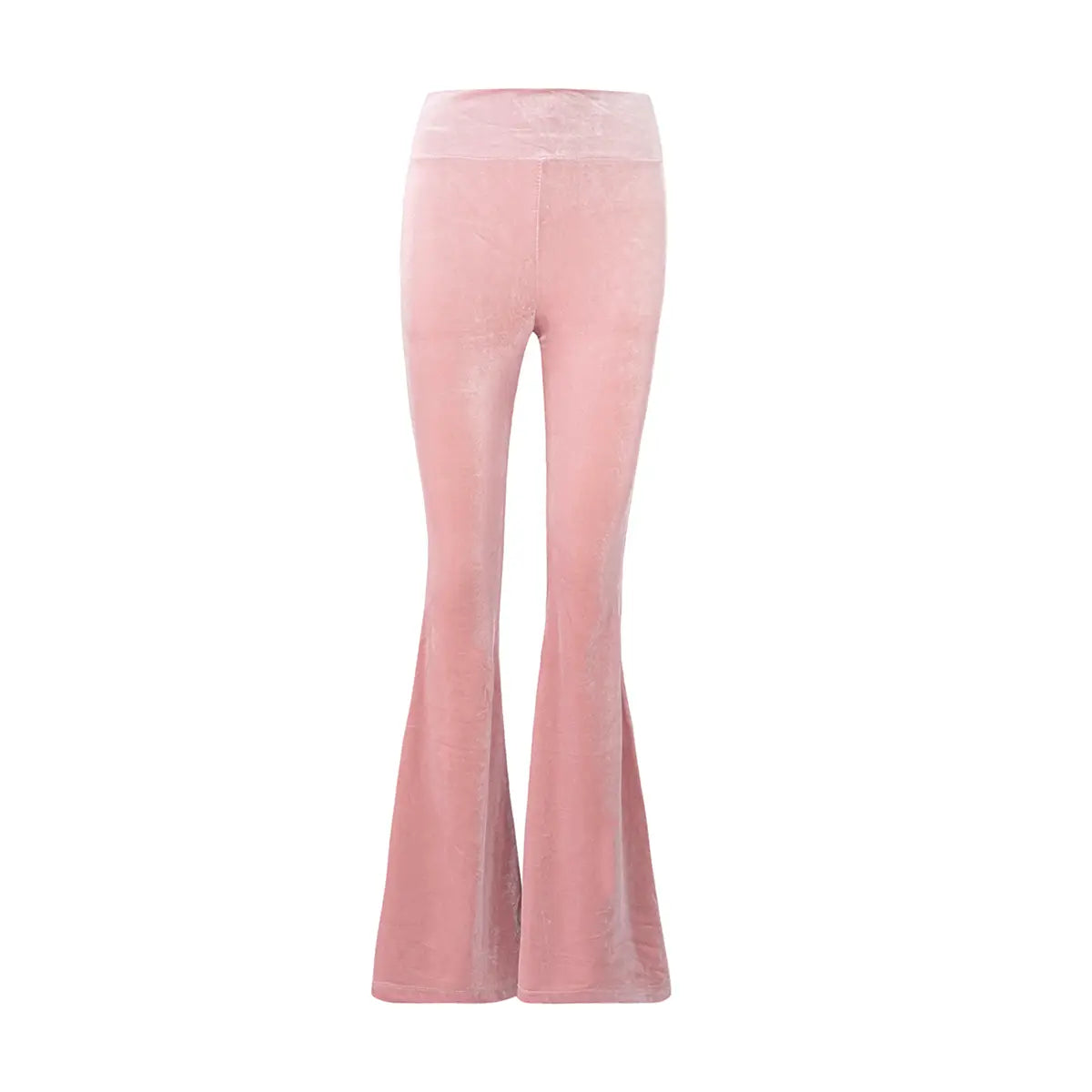 Pantalone a zampa LOLA di Alessandra Gallo in ciniglia rosa con fascia a vita alta elasticizzata - vista frontale - Day&Night Collection