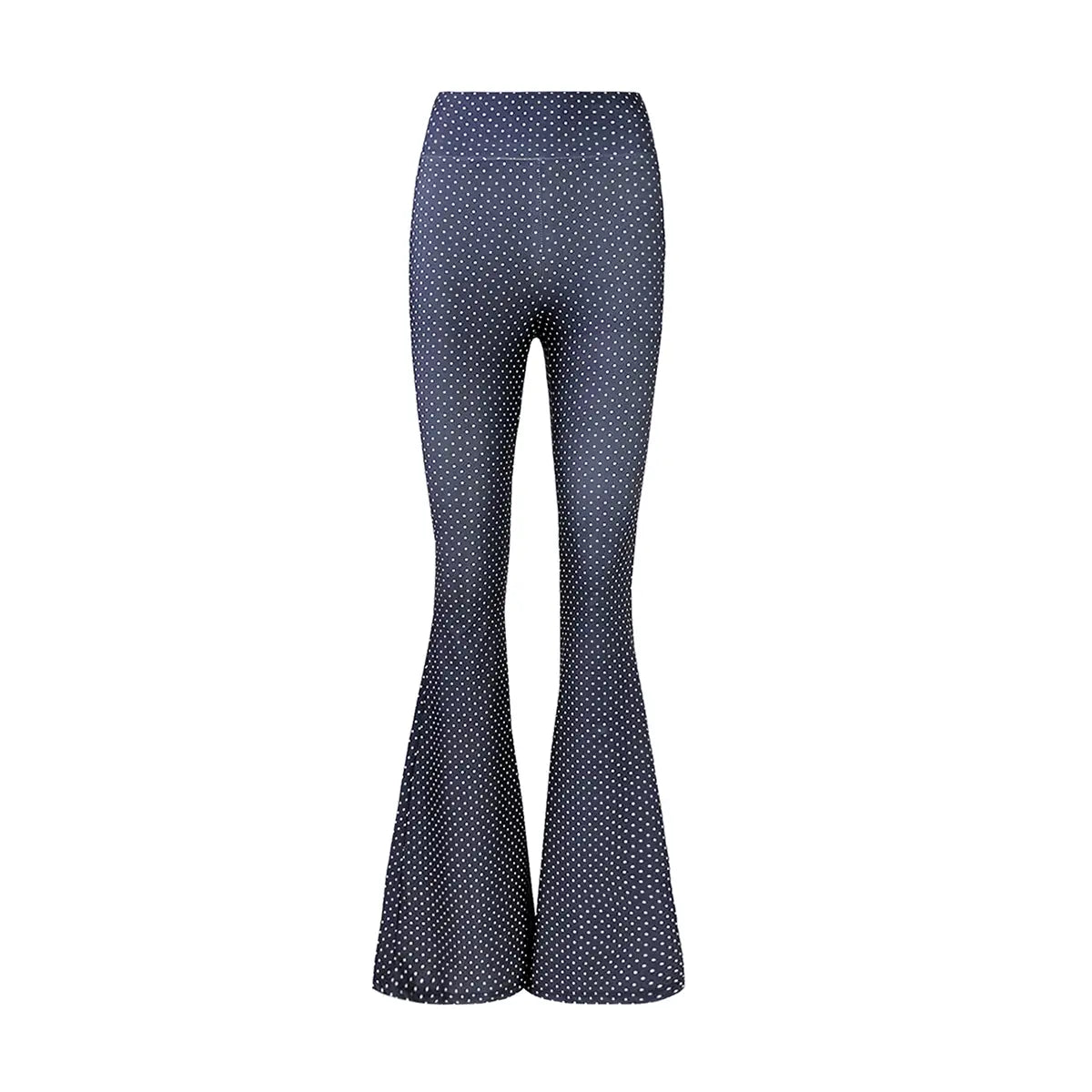 LOLA pantaloni a zampa in lycra fantasia Pois con vita alta elasticizzata di Alessandra Gallo -  Made in Italy - The Stretch Collection - vista frontale