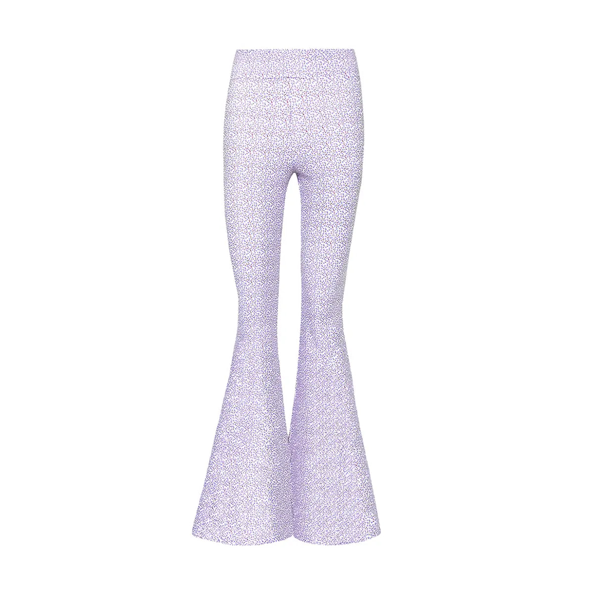 LOLA pantalone a zampa in lycra fantasia Nets con vita alta elasticizzata di Alessandra Gallo - Made in Italy - the Stretch Collection - vista frontale