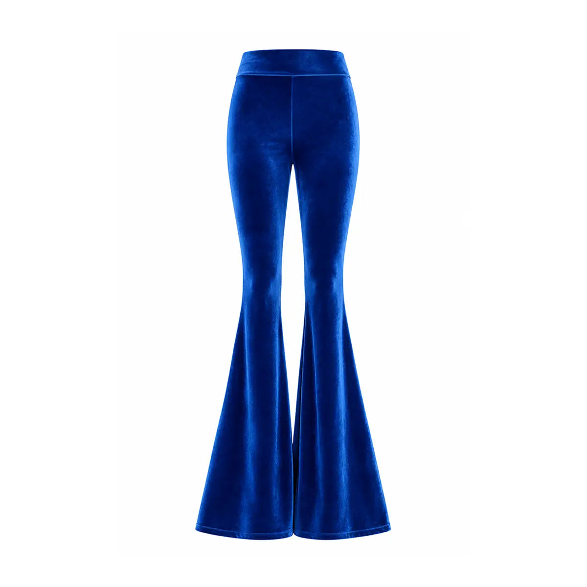 LOLA, pantalone a zampa in ciniglia blu elettrico.