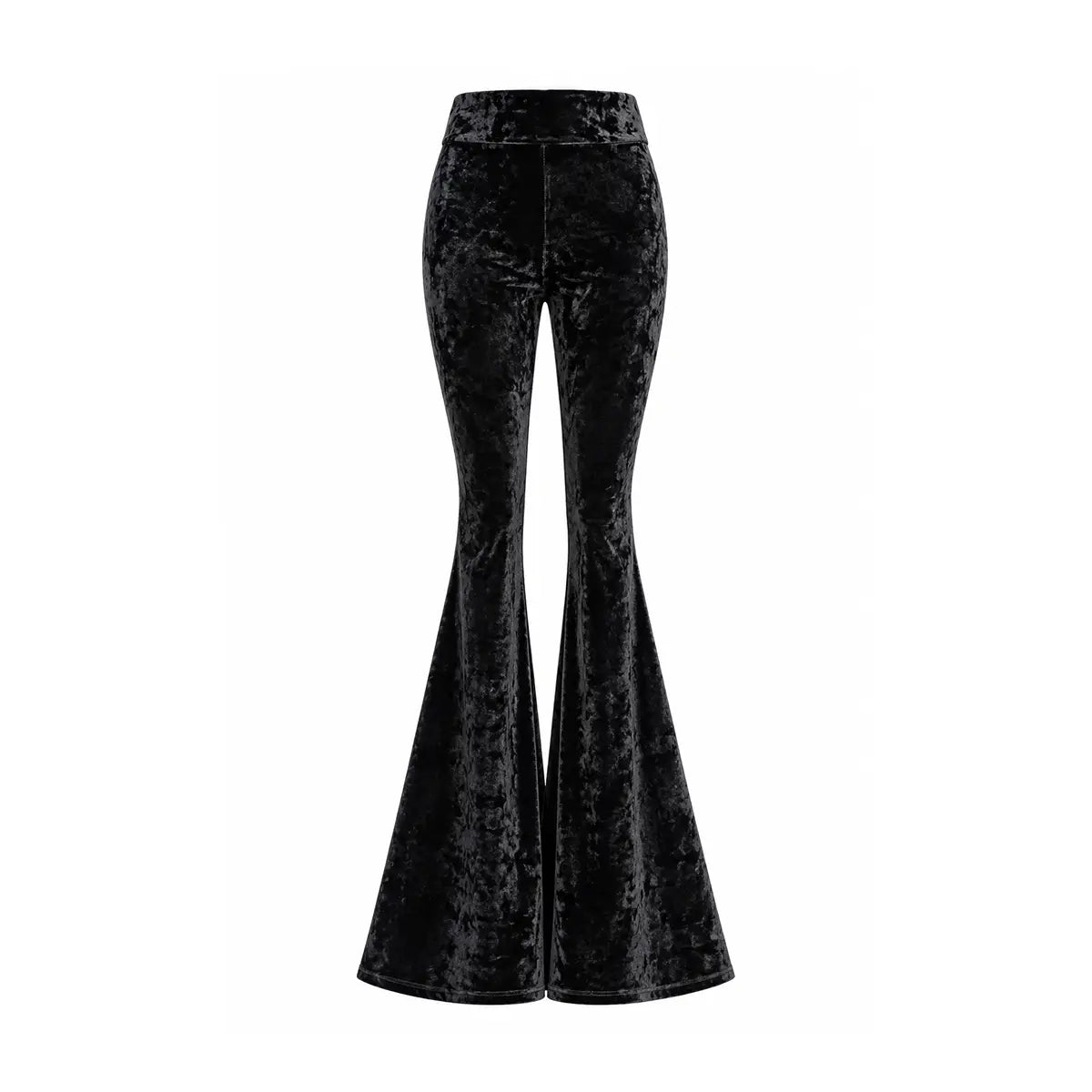 LOLA, pantalone a zampa in ciniglia martellata nera.