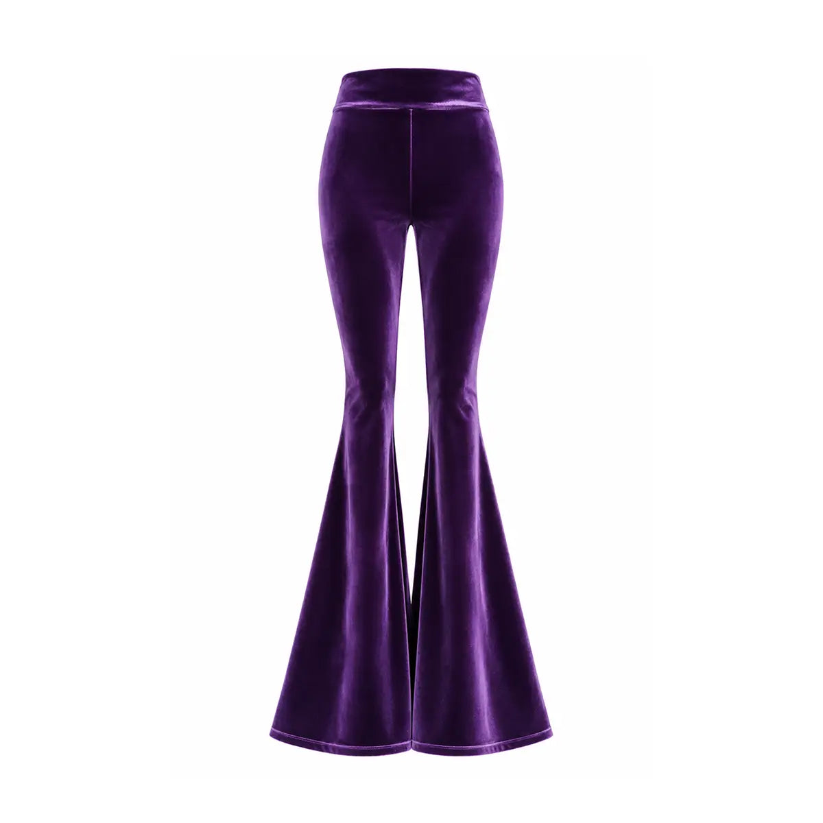 LOLA, pantalone a zampa in ciniglia viola.