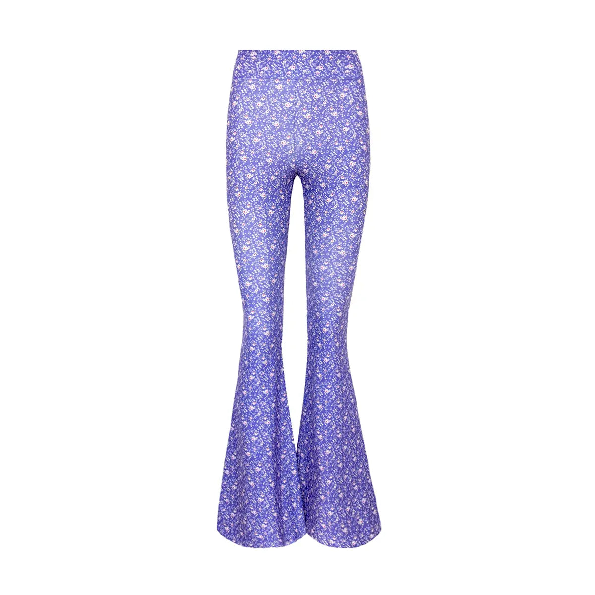 LOLA pantalone a zampa in lycra fantasia Versailles con vita alta elasticizzata di Alessandra Gallo - Made in Italy - the Stretch Collection - vista frontale