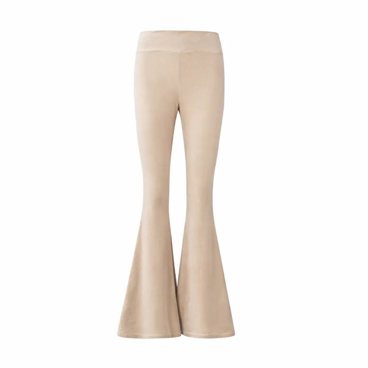 Pantalone a zampa LOLA di Alessandra Gallo in ciniglia beige con fascia a vita alta elasticizzata - vista frontale - Day&Night Collection