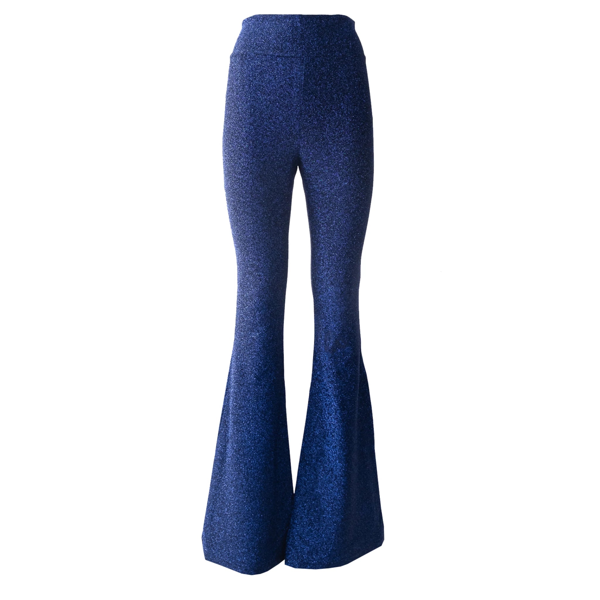 LOLA pantalone a zampa Alessandra Gallo in lurex blu vita alta