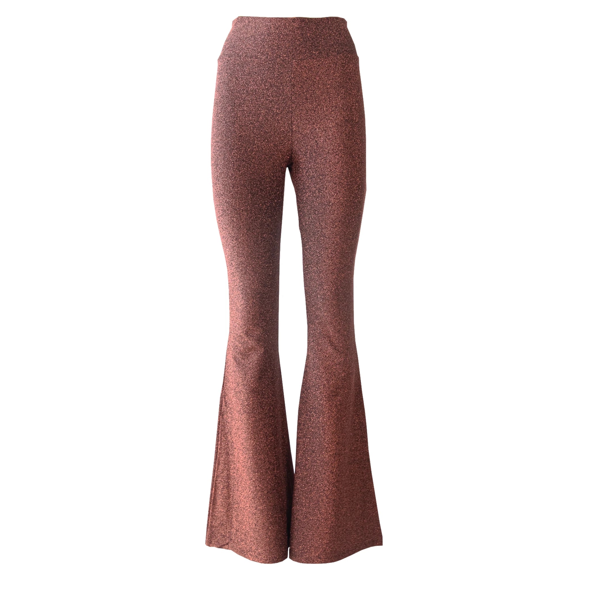 LOLA pantalone a zampa Alessandra Gallo in lurex bronzo vita alta