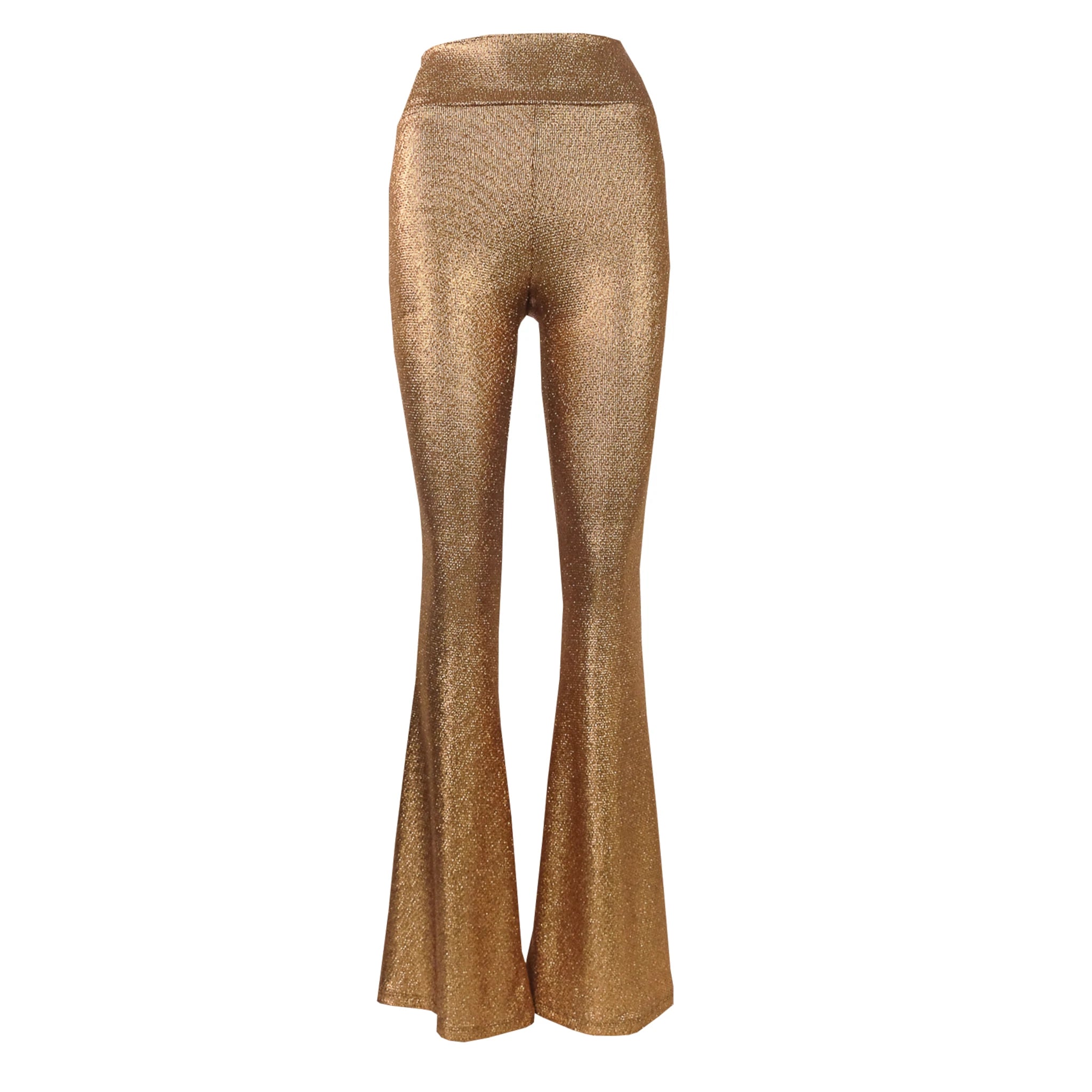 LOLA pantalone Alessandra Gallo lurex bronzo metallizzato zampa Stardust Collection