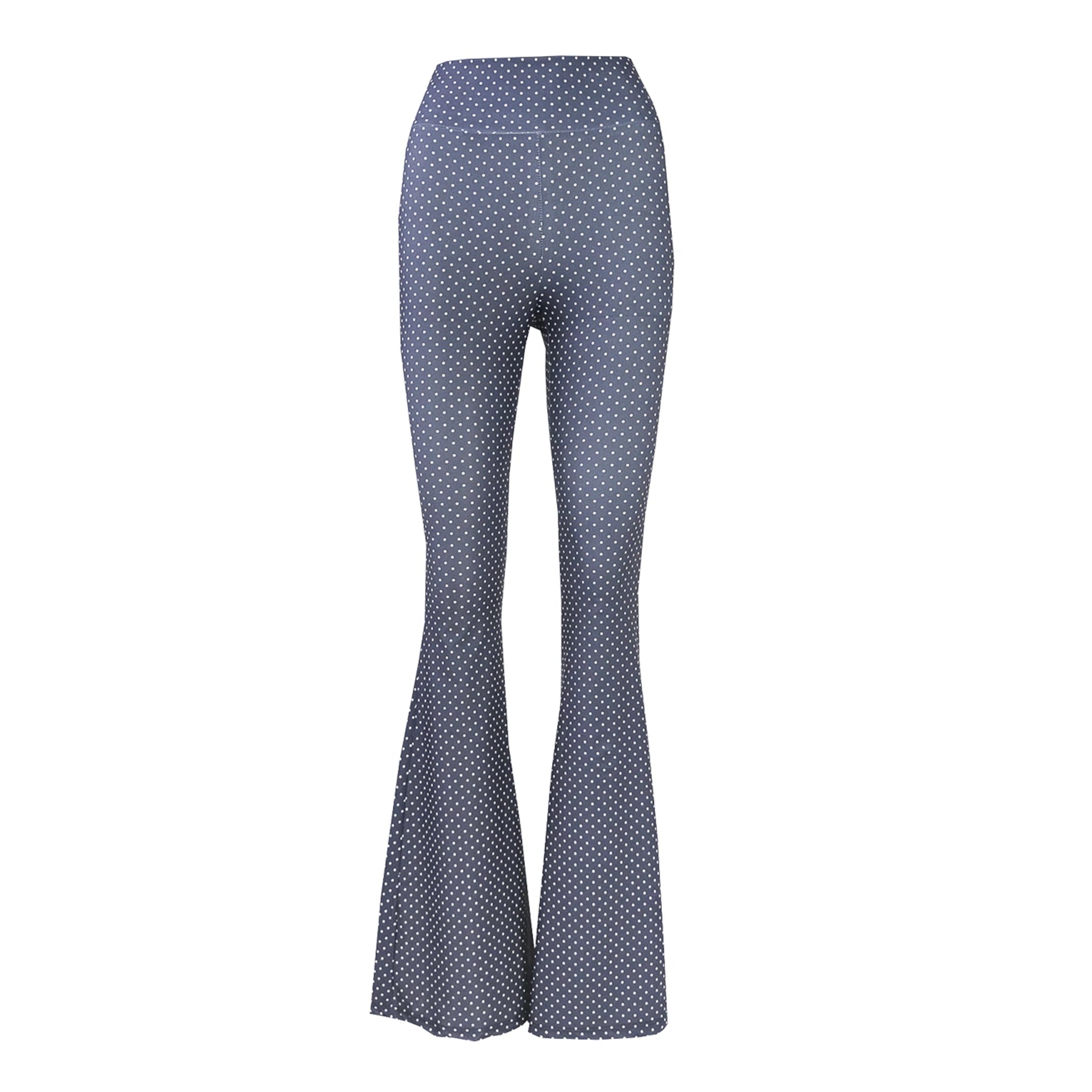 LOLA pantaloni a zampa in lycra Pois - eleganti pantaloni Made in Italy Stretch Collection