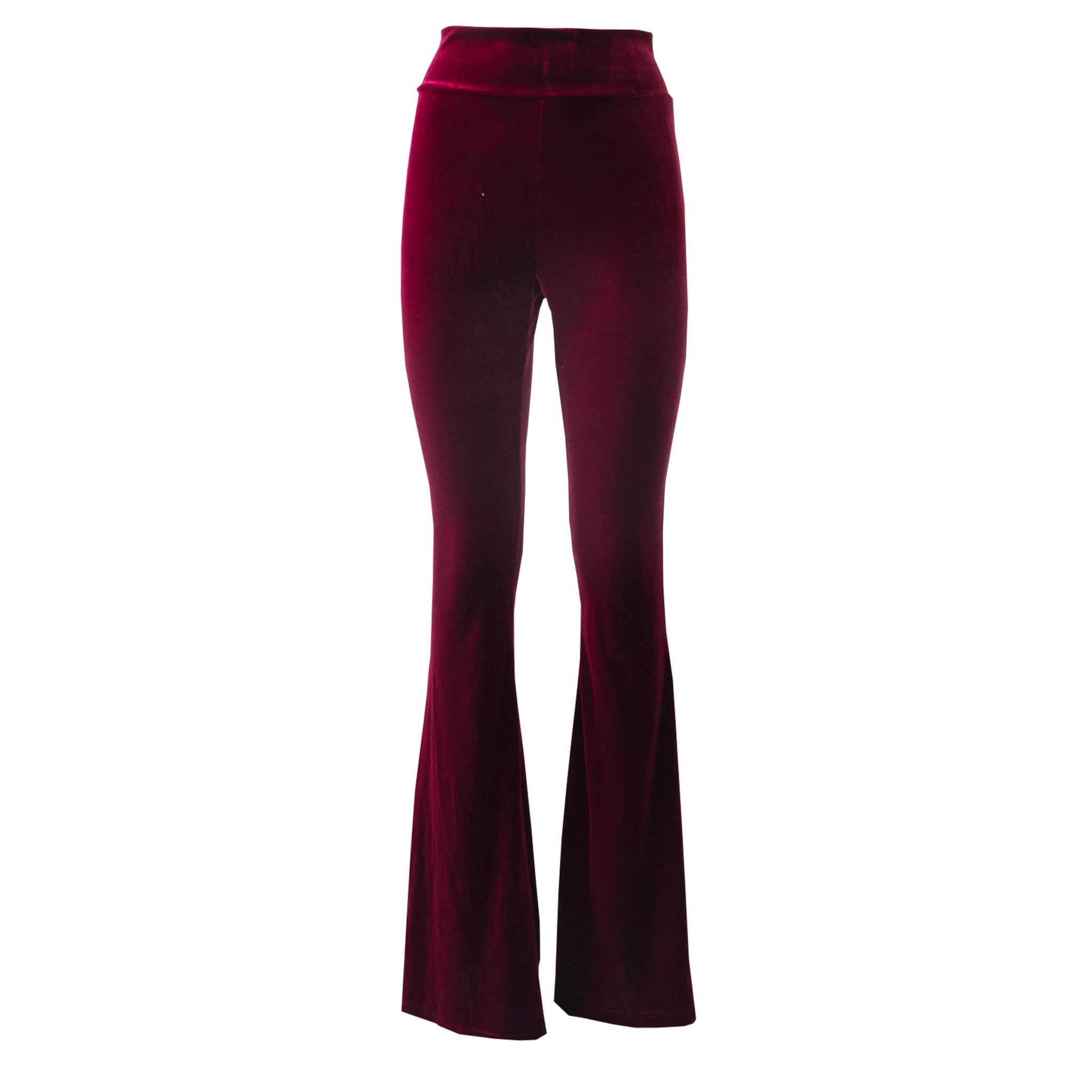 LOLA - pantalone a zampa in ciniglia bordeaux