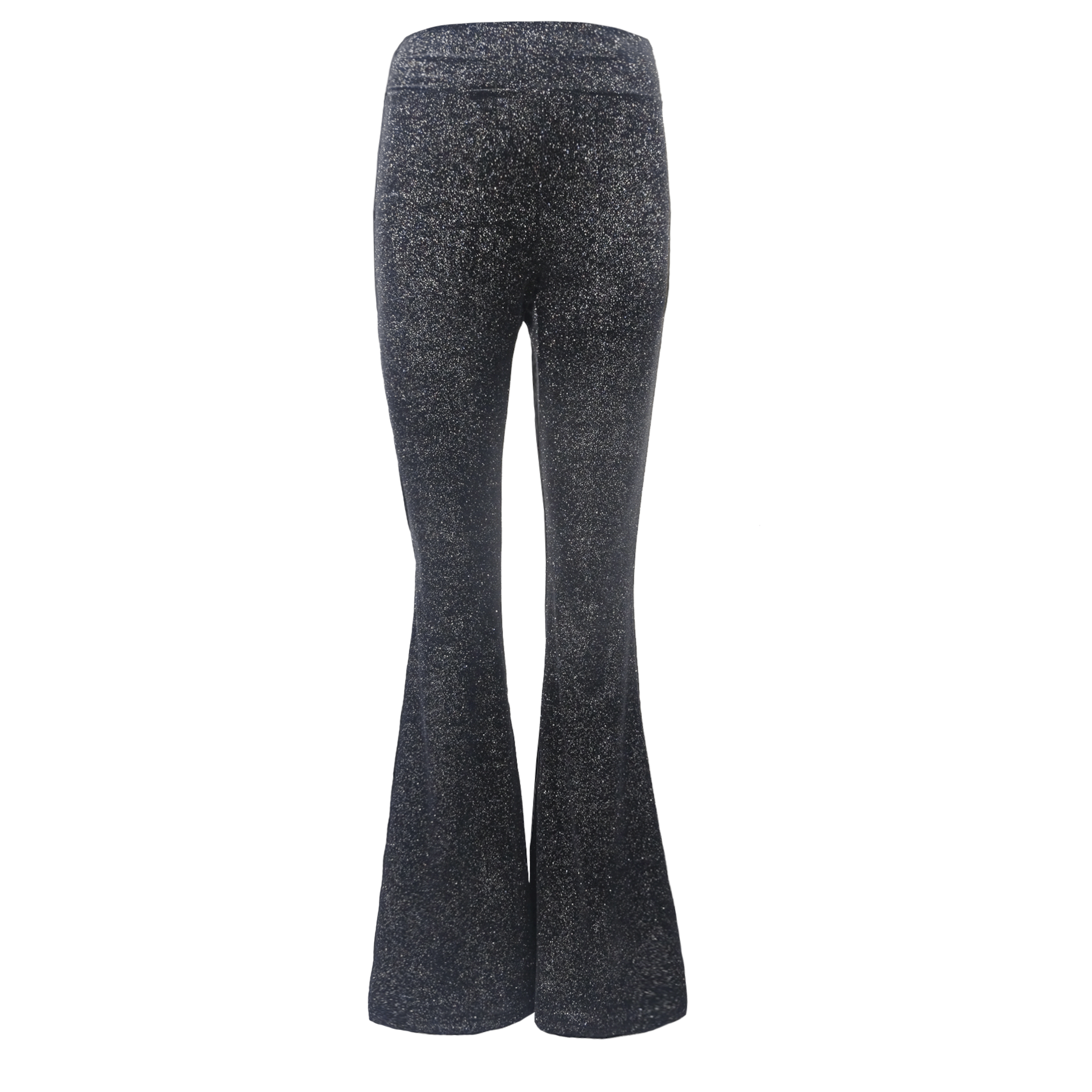 Pantalone LOLA ciniglia sparkling nera zampa - vista frontale Day&Night Collection