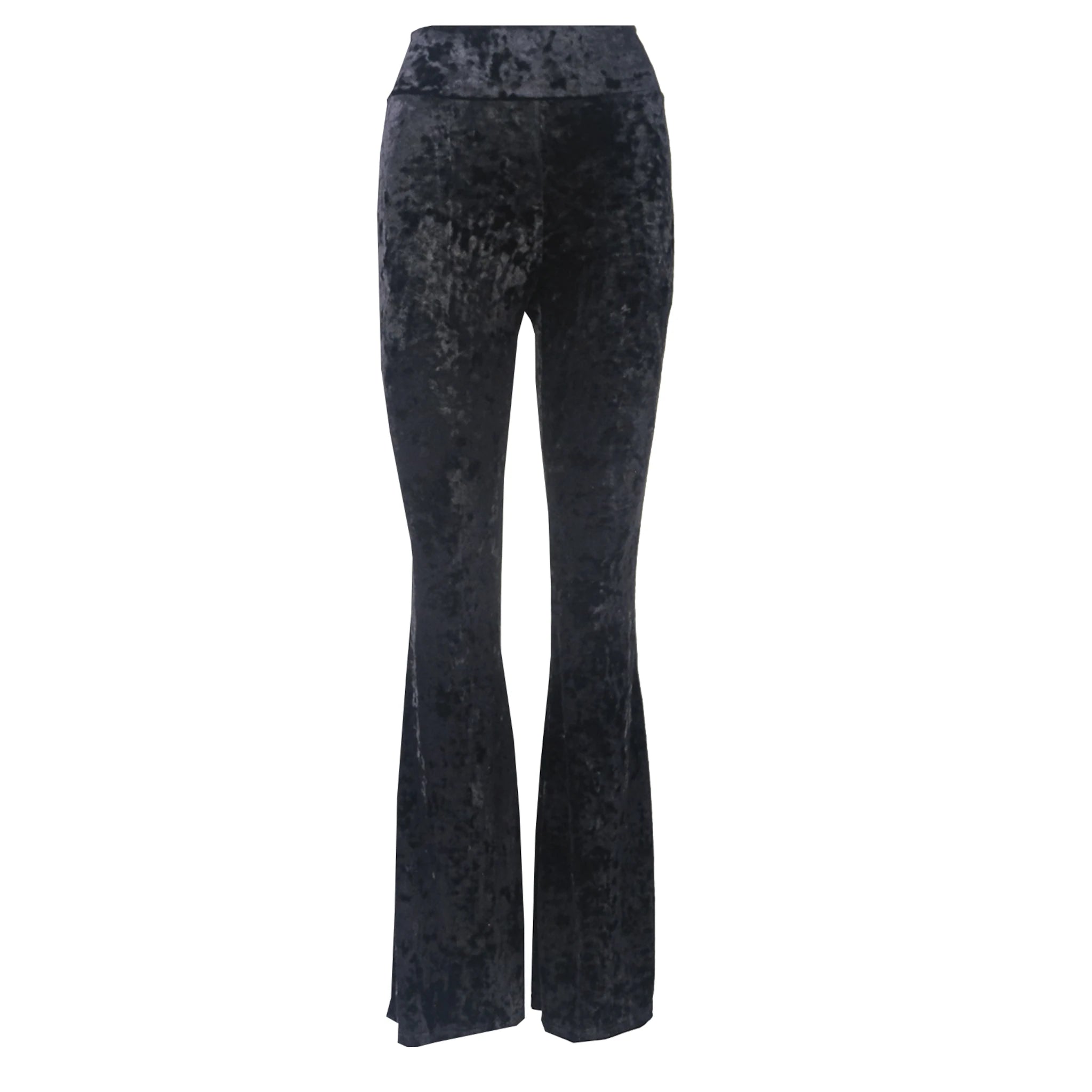 LOLA - flared pants in black hammered chenille