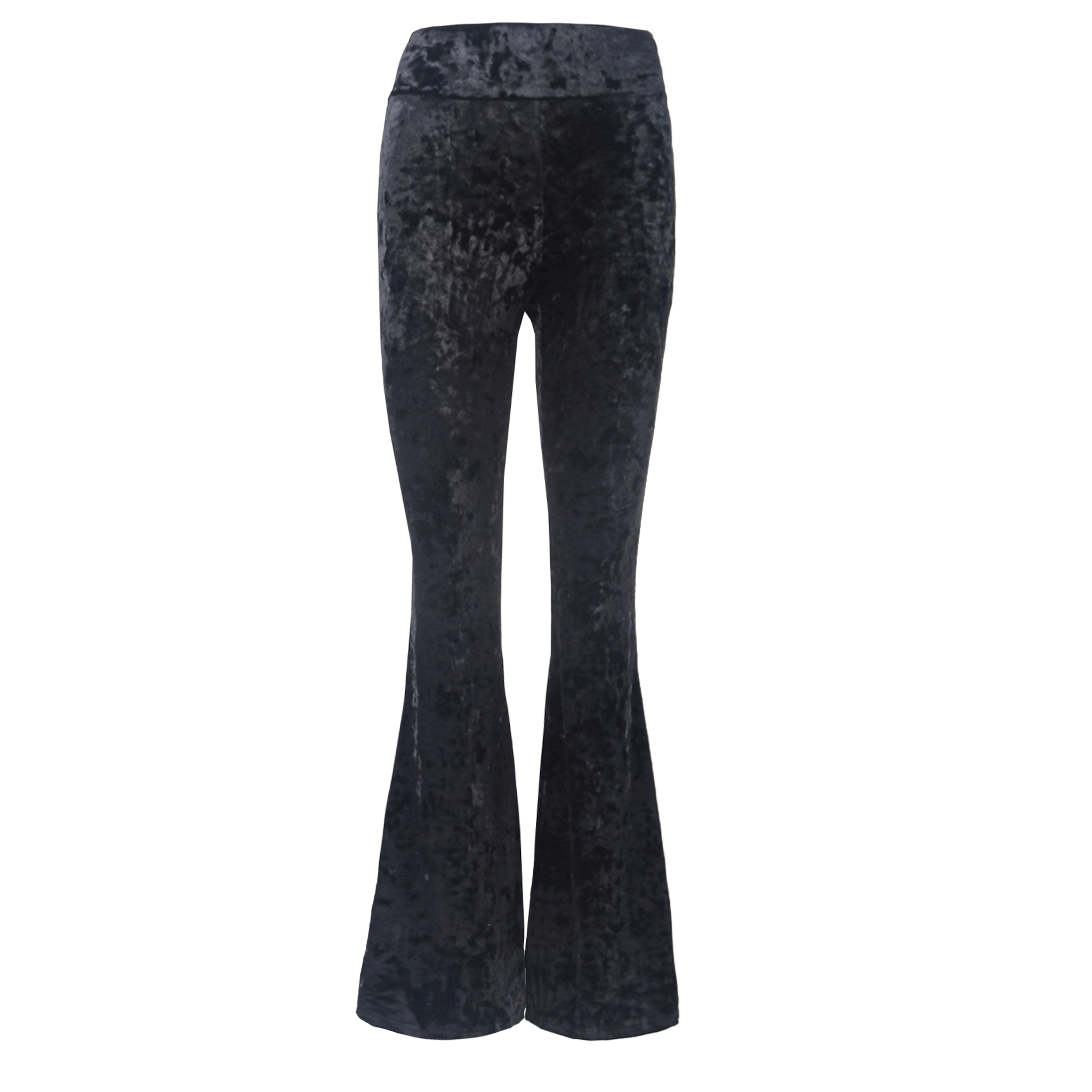 Pantalone LOLA ciniglia martellata nera zampa - vista frontale Day&Night Collection