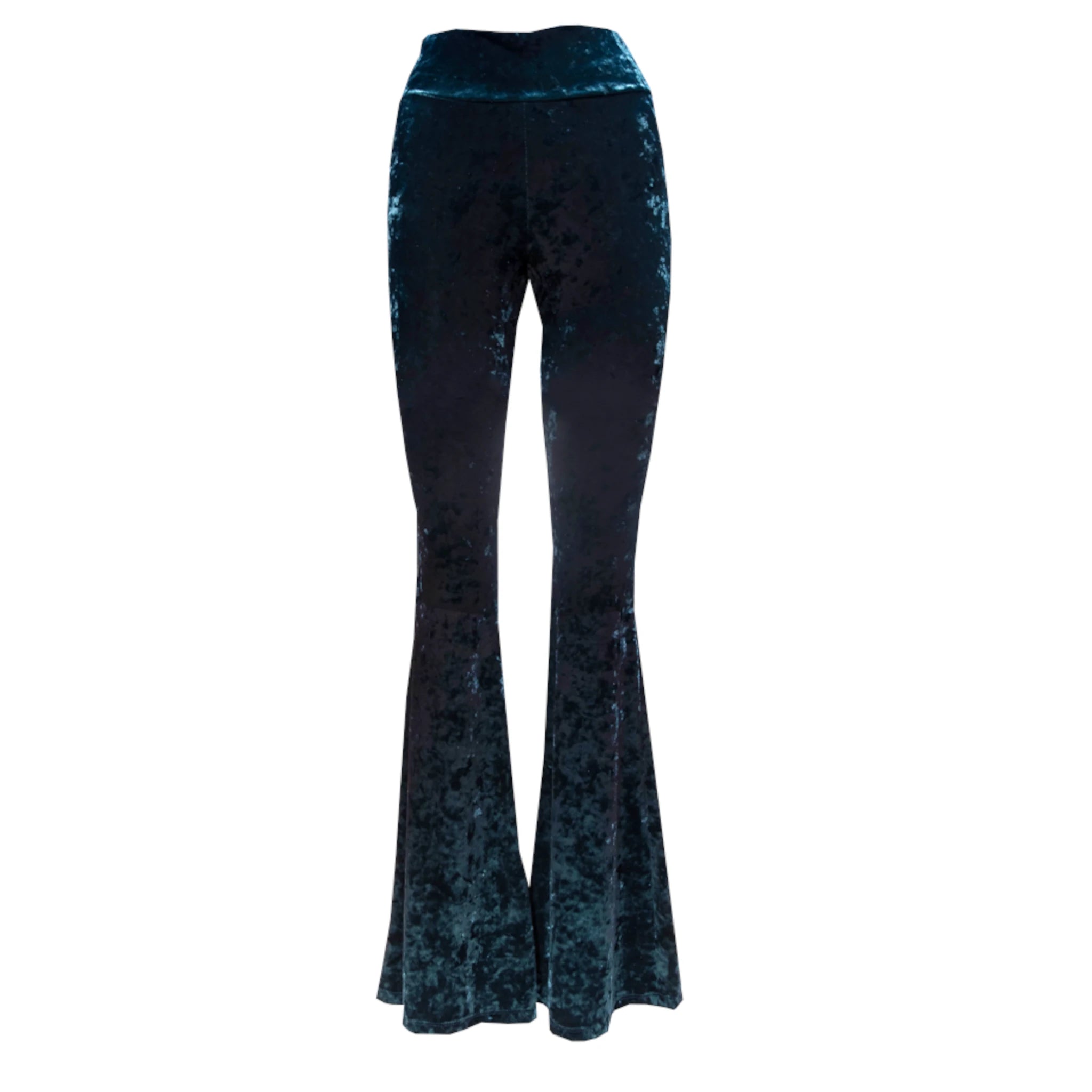 LOLA - flared pants in hammered green chenille