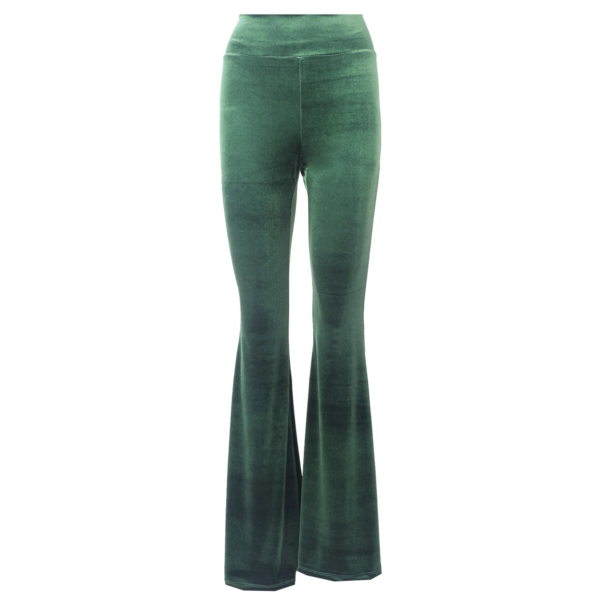 LOLA - flared pants in emerald green chenille