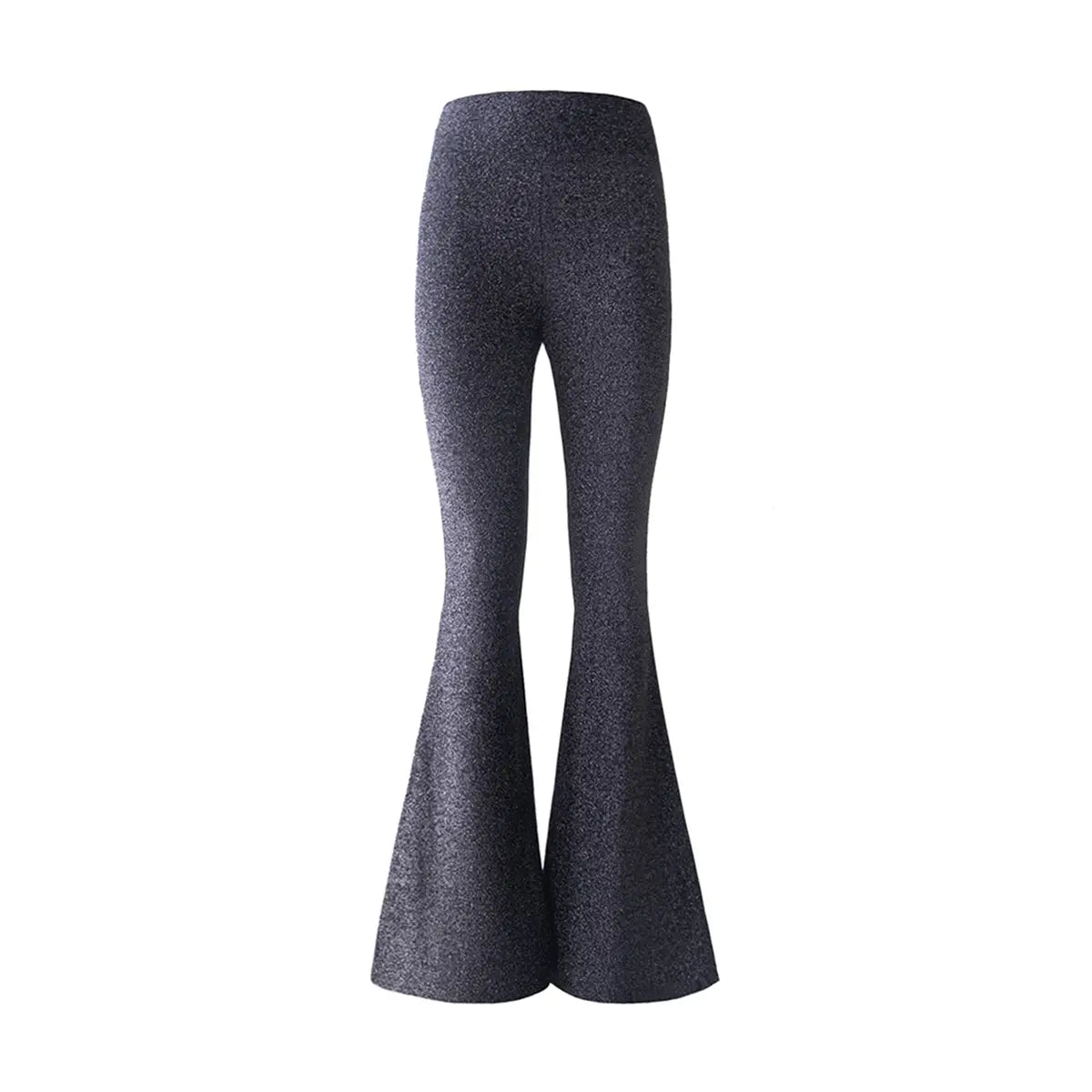pantalone a zampa LOLA di Alessandra Gallo in lurex antracite con vita alta elasticizzata - vista frontale - stardust collection