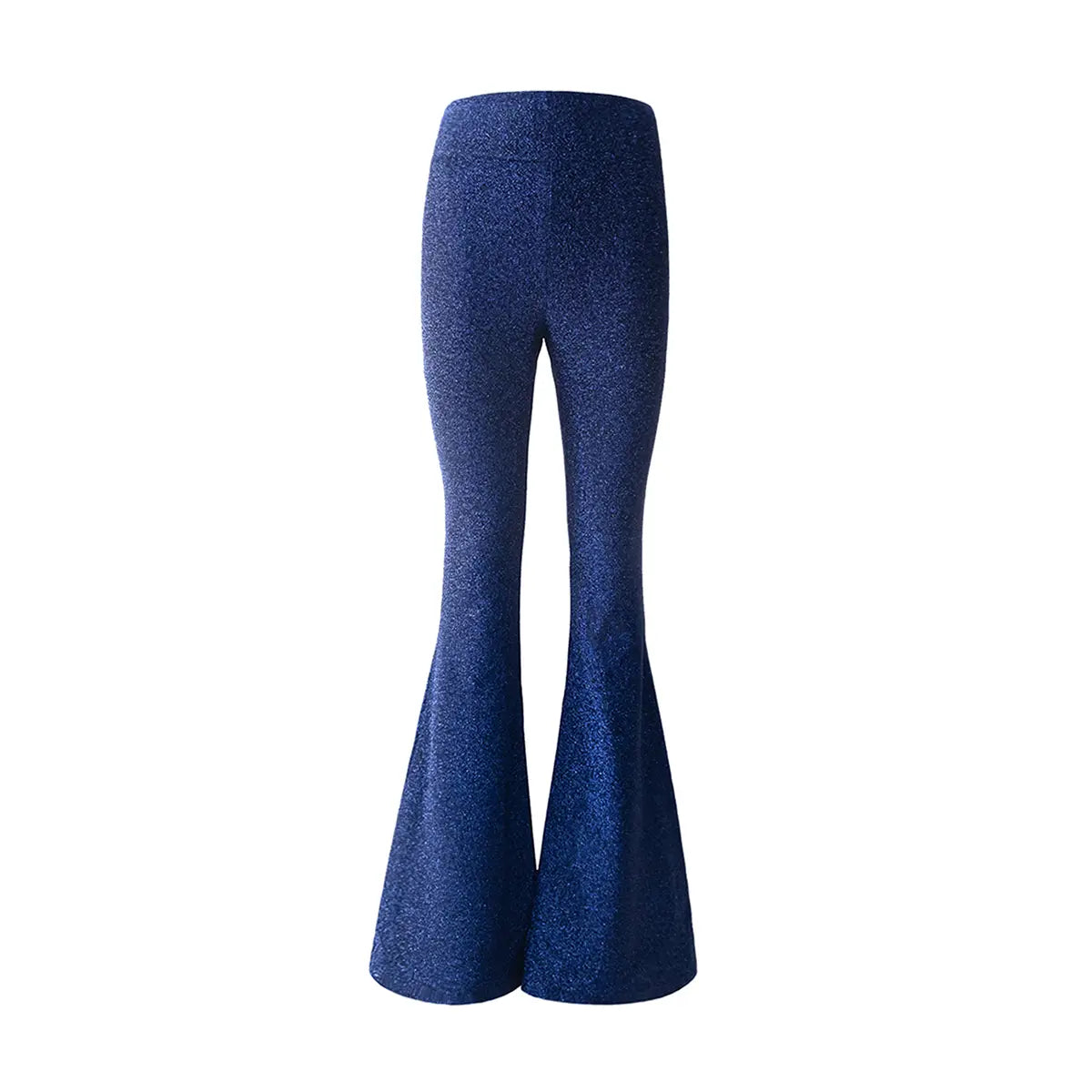 pantalone a zampa LOLA di Alessandra Gallo in lurex blu con vita alta elasticizzata - vista frontale - stardust collection