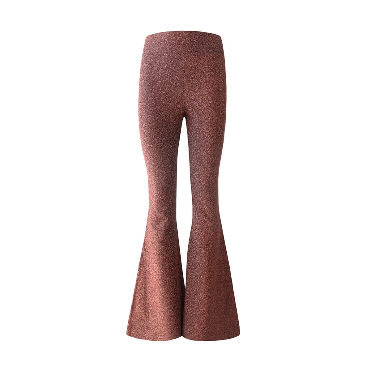 pantalone a zampa LOLA di Alessandra Gallo in lurex bronzo con vita alta elasticizzata - vista frontale - stardust collection