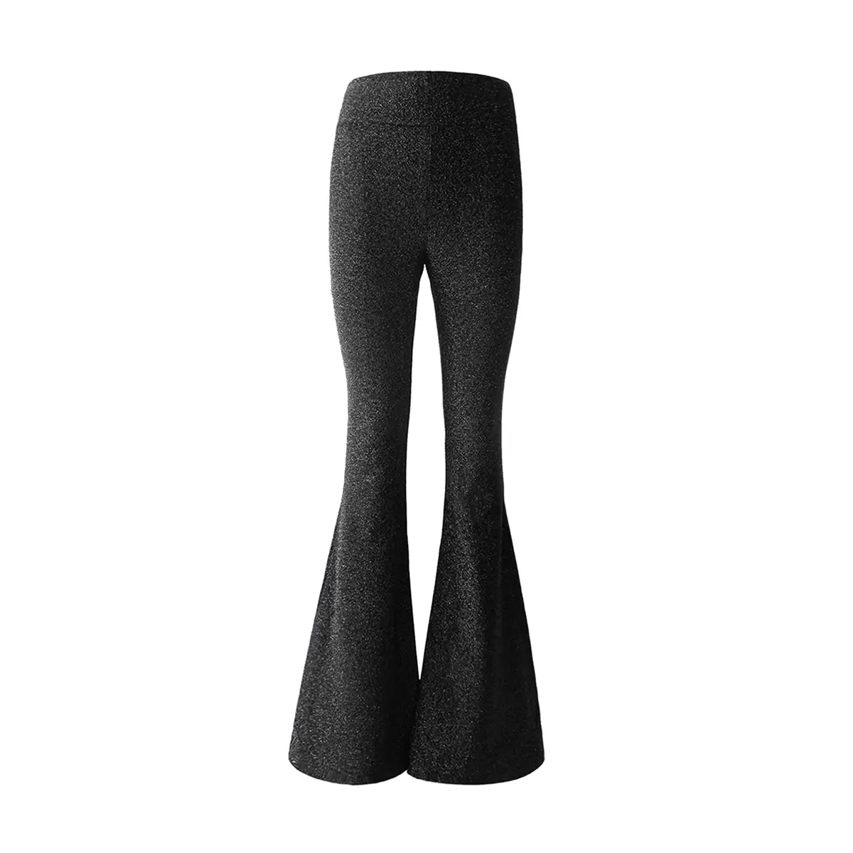 pantalone a zampa LOLA di Alessandra Gallo in lurex nero con vita alta elasticizzata - vista frontale - stardust collection