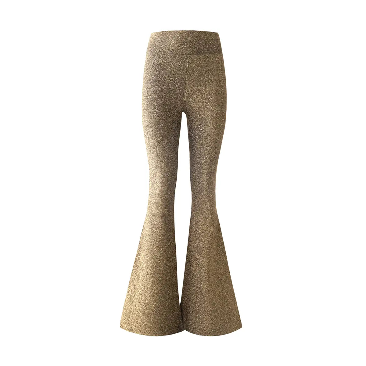 pantalone a zampa LOLA di Alessandra Gallo in lurex oro con vita alta elasticizzata - vista frontale - stardust collection