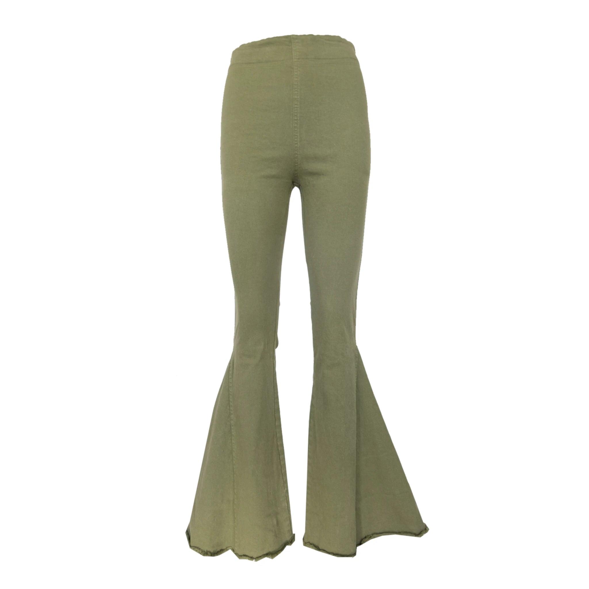 Pantalone LOLISSIMA zampa cotone verde - pantalone elegante Made in Italy Printemps Collection