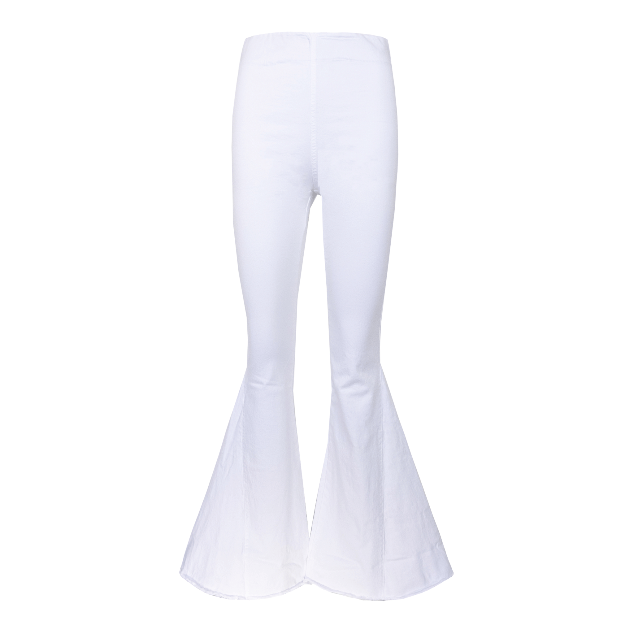 Pantalone a zampa LOLISSIMA di Alessandra Gallo di cotone bianco con vita alta ed elastico in vita - vista frontale - Made in Italy - Printemps Collection