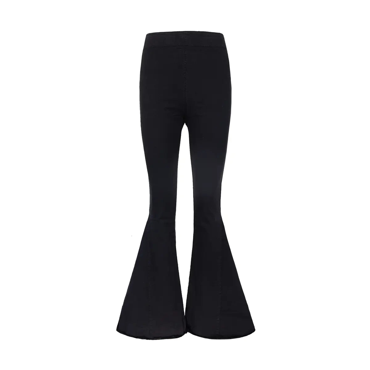 Pantalone a zampa LOLISSIMA di Alessandra Gallo in cotone nero con vita alta ed elastico in vita - vista frontale - Made in Italy - Printemps Collection