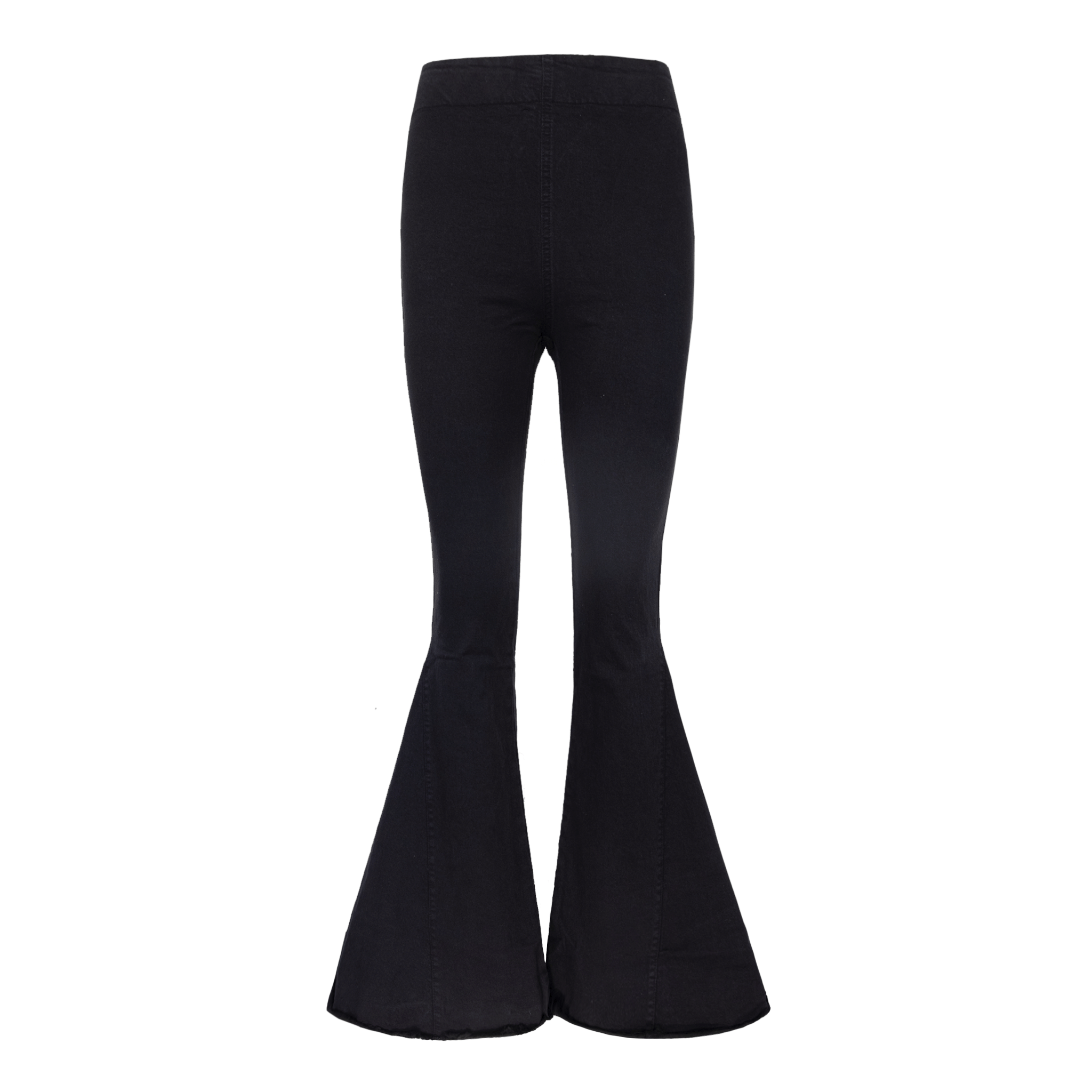 Pantalone a zampa LOLISSIMA di Alessandra Gallo in cotone nero con vita alta e elastico in vita - vista frontale - Made in Italy - Printemps Collection