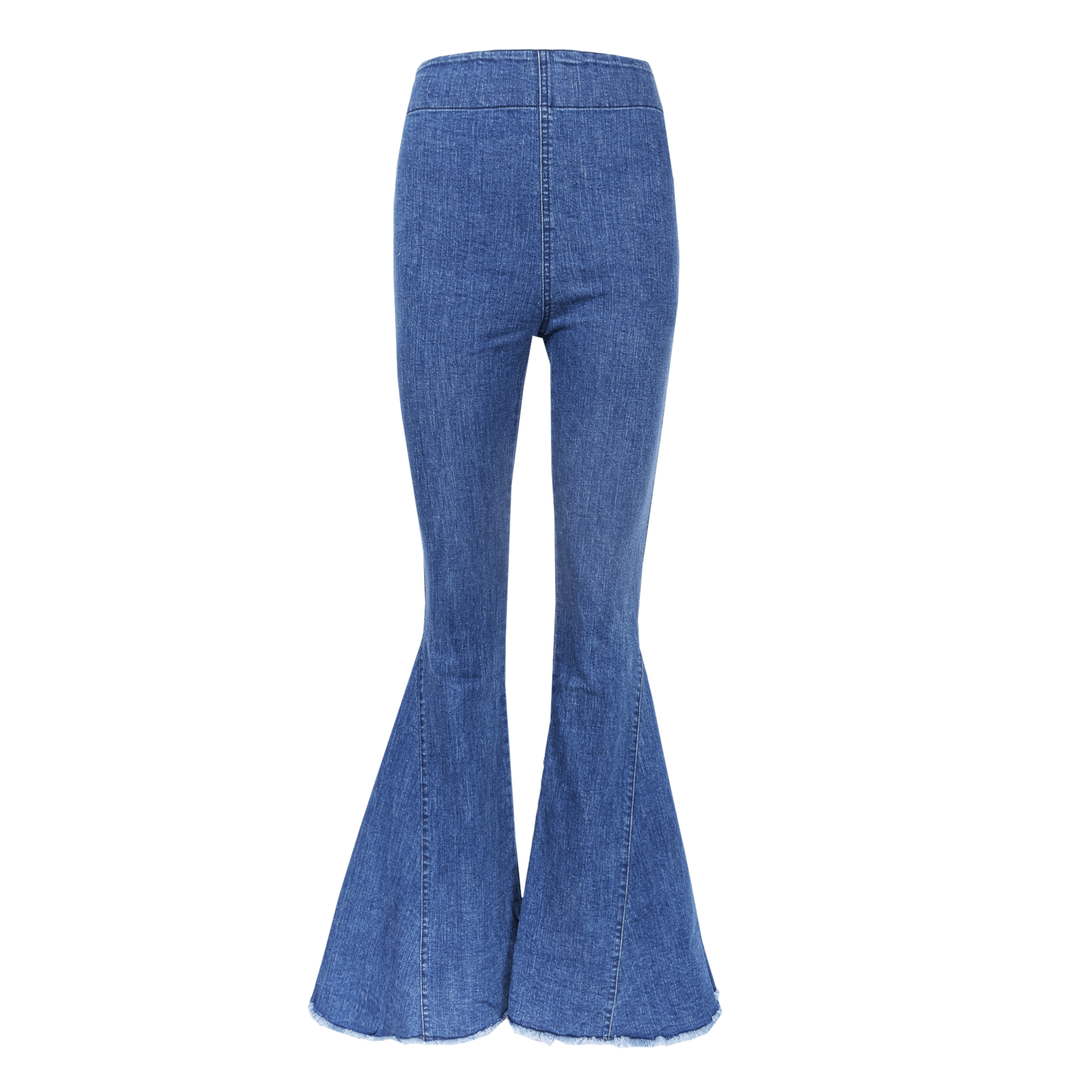 Pantalone a zampa LOLISSIMA di Alessandra Gallo in jeans con vita alta elasticizzata - vista frontale - Made in Italy  - Printemps Collection
