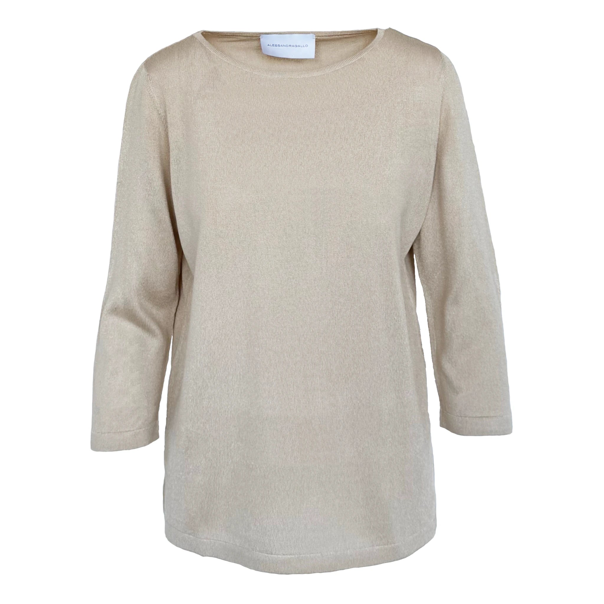 T-shirt ORTENSIA beige - maglietta con collo a barchetta Made in Italy Printemps Collection