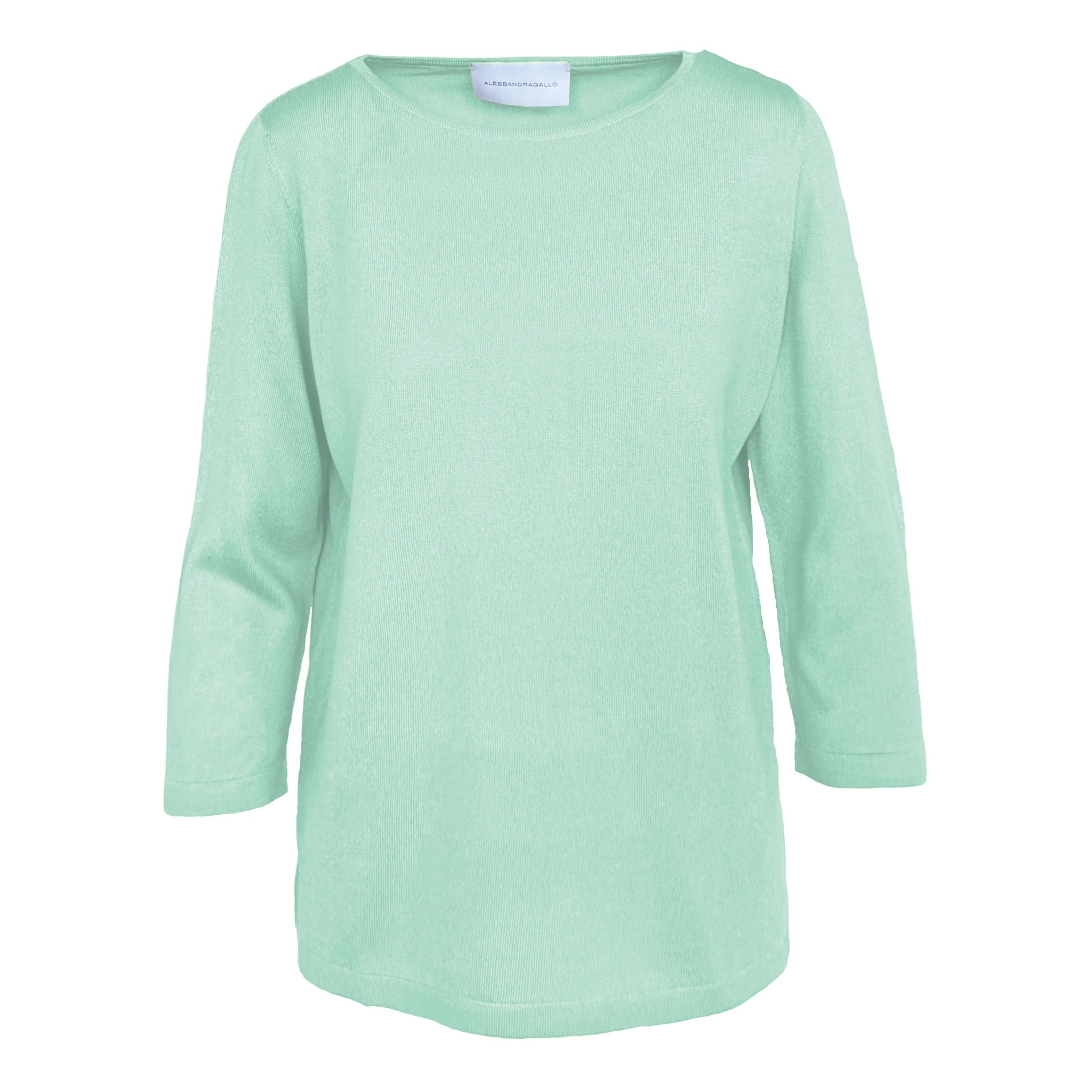 T-shirt ORTENSIA verde chiaro - maglietta con collo a barchetta Made in Italy Printemps Collection