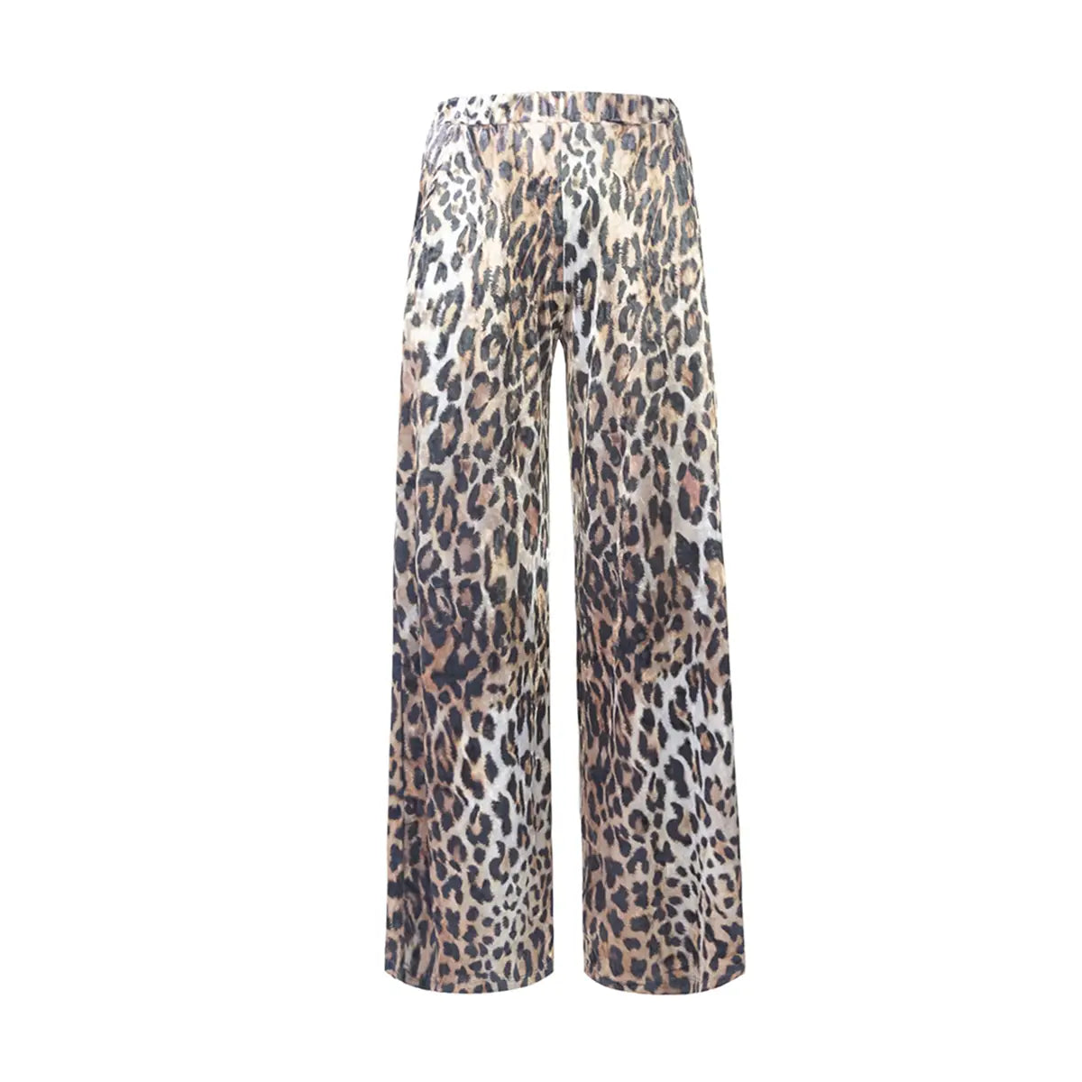 Pantalone palazzo MAXIE di Alessandra Gallo in ciniglia martellata fantasia animalier  con vita elastica e tasche laterali - vista frontale - Day&Night Collection
