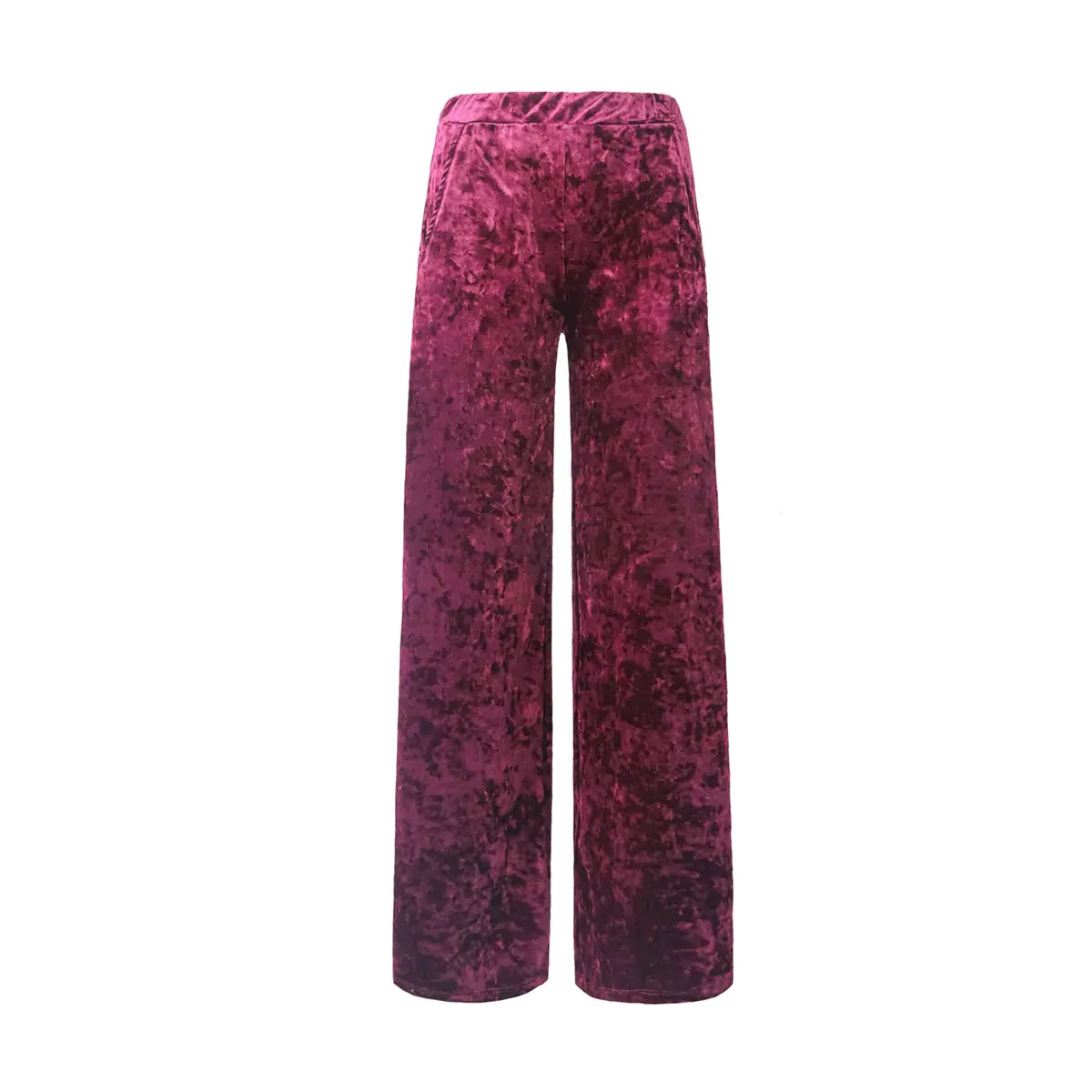 Pantalone palazzo MAXIE di Alessandra Gallo in ciniglia martellata bordeaux  con vita elastica e tasche laterali - vista frontale - Day&Night Collection