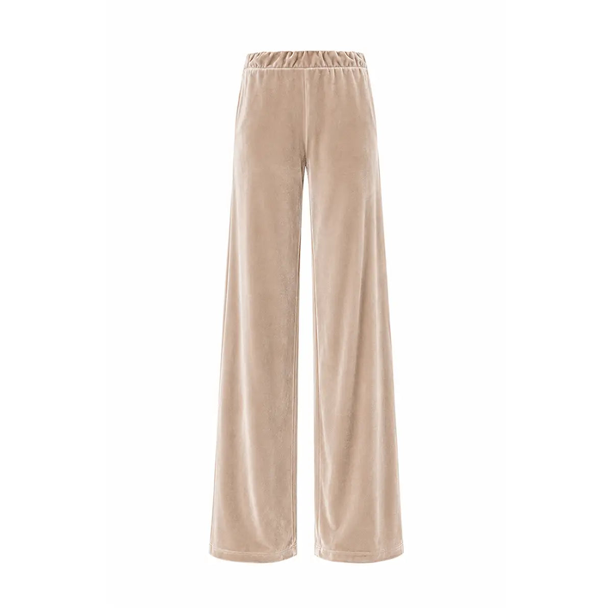MAXIE, pantalone palazzo in ciniglia beige.