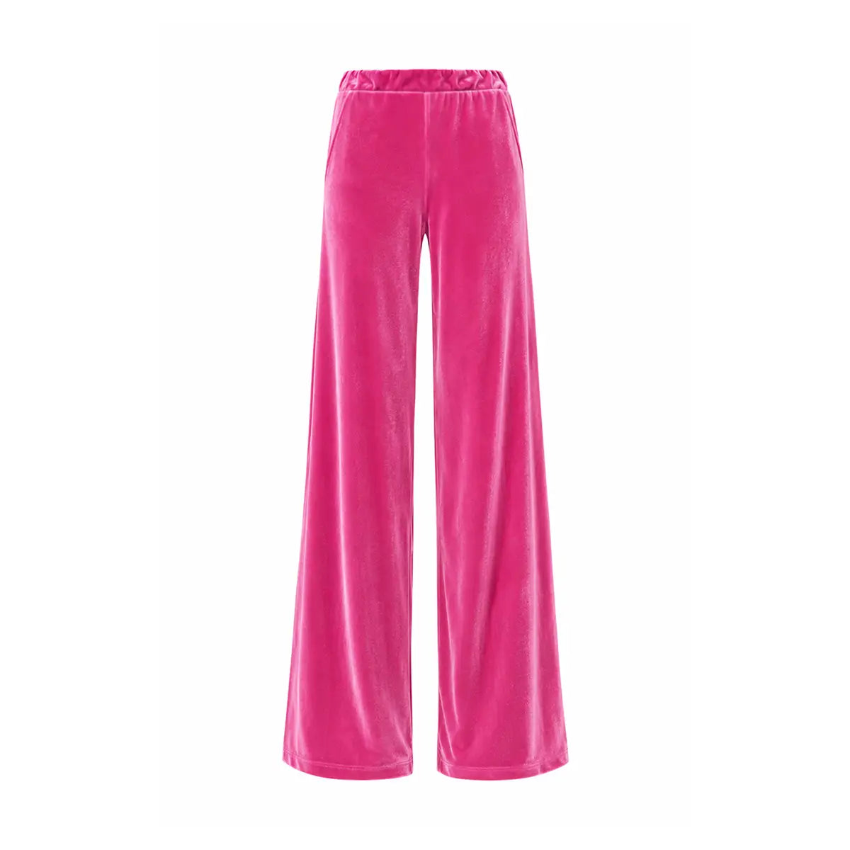 MAXIE, pantalone palazzo in ciniglia fucsia.