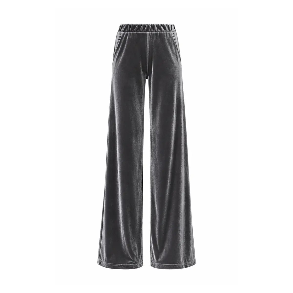MAXIE, pantalone palazzo in ciniglia grigia.