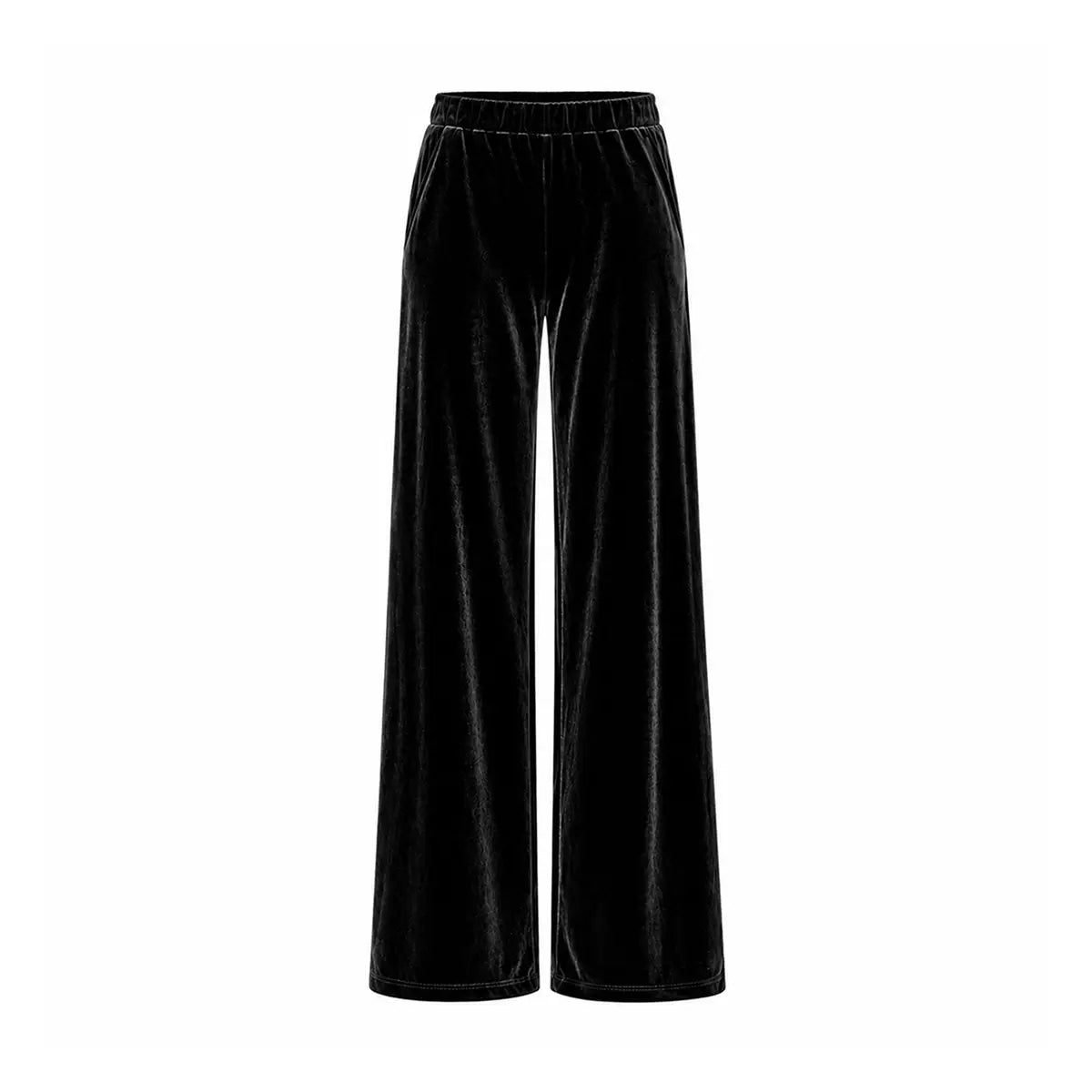 MAXIE, pantalone palazzo in ciniglia nera.