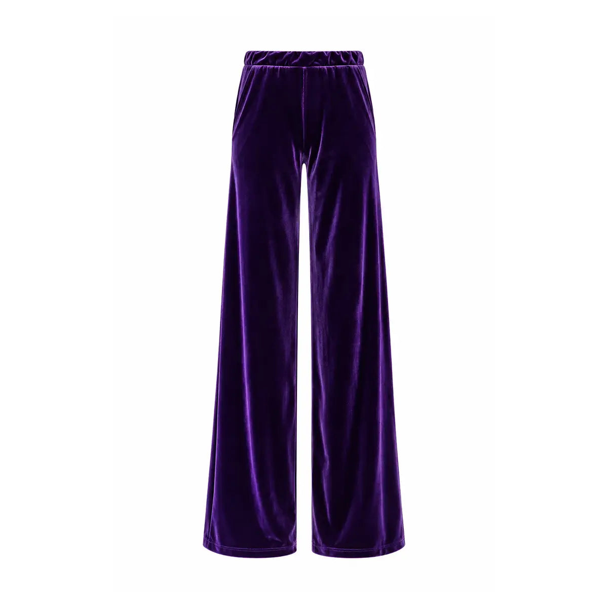 MAXIE, pantalone palazzo in ciniglia viola.