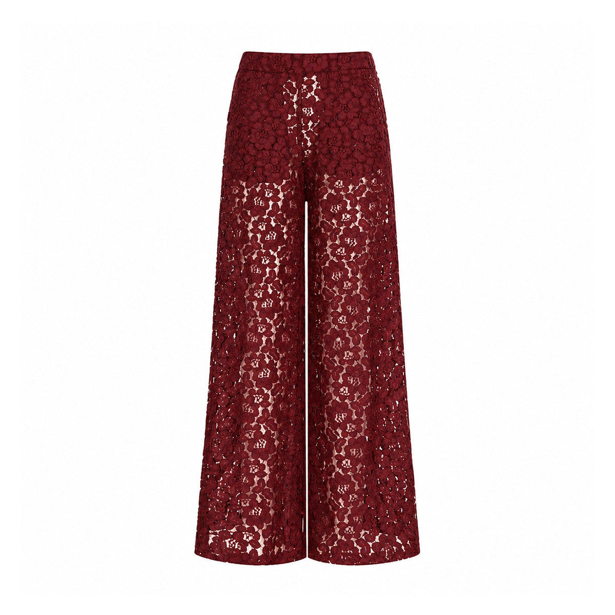 MAXIE, pantalone palazzo in pizzo bordeaux.