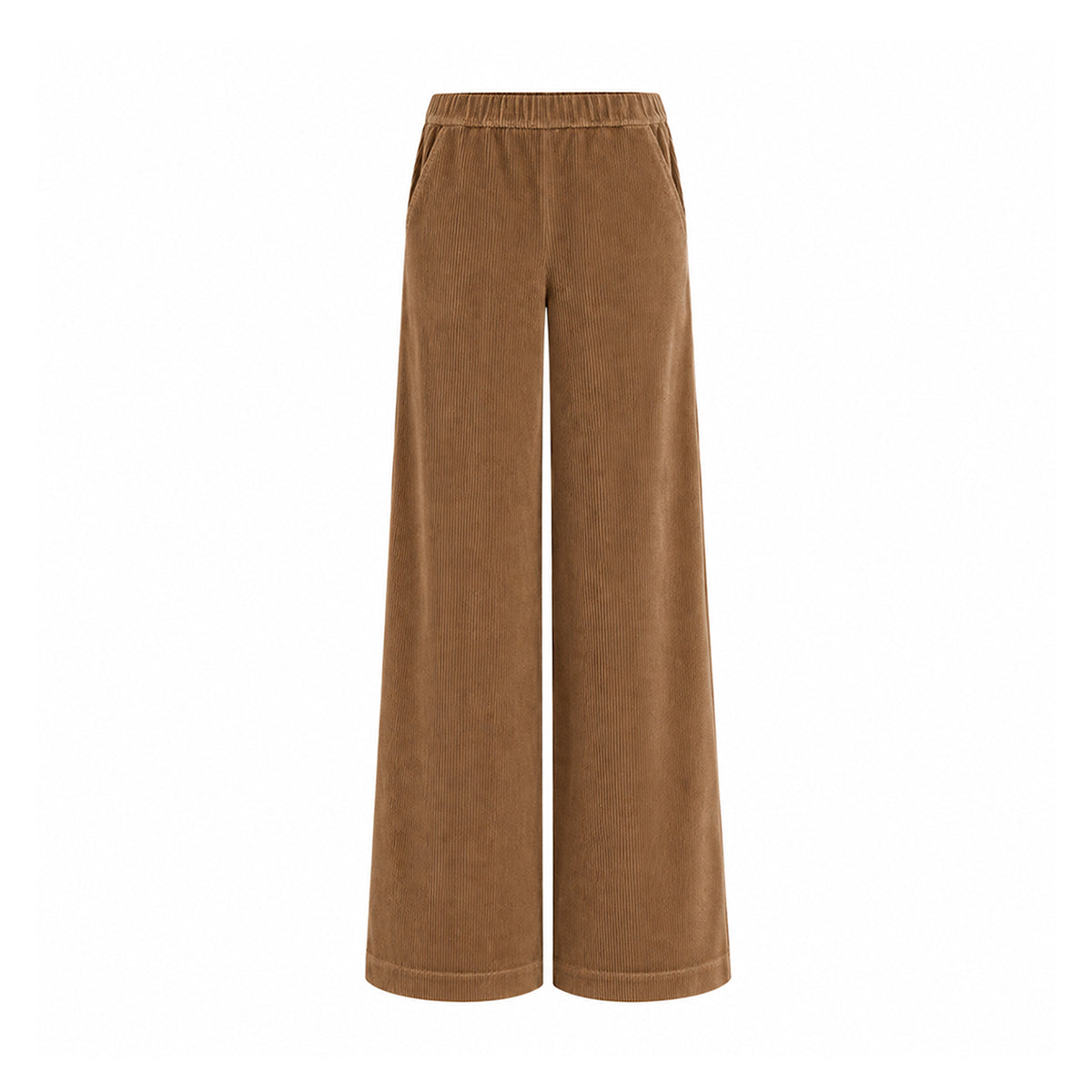 MAXIE, pantalone palazzo in velluto a coste beige.