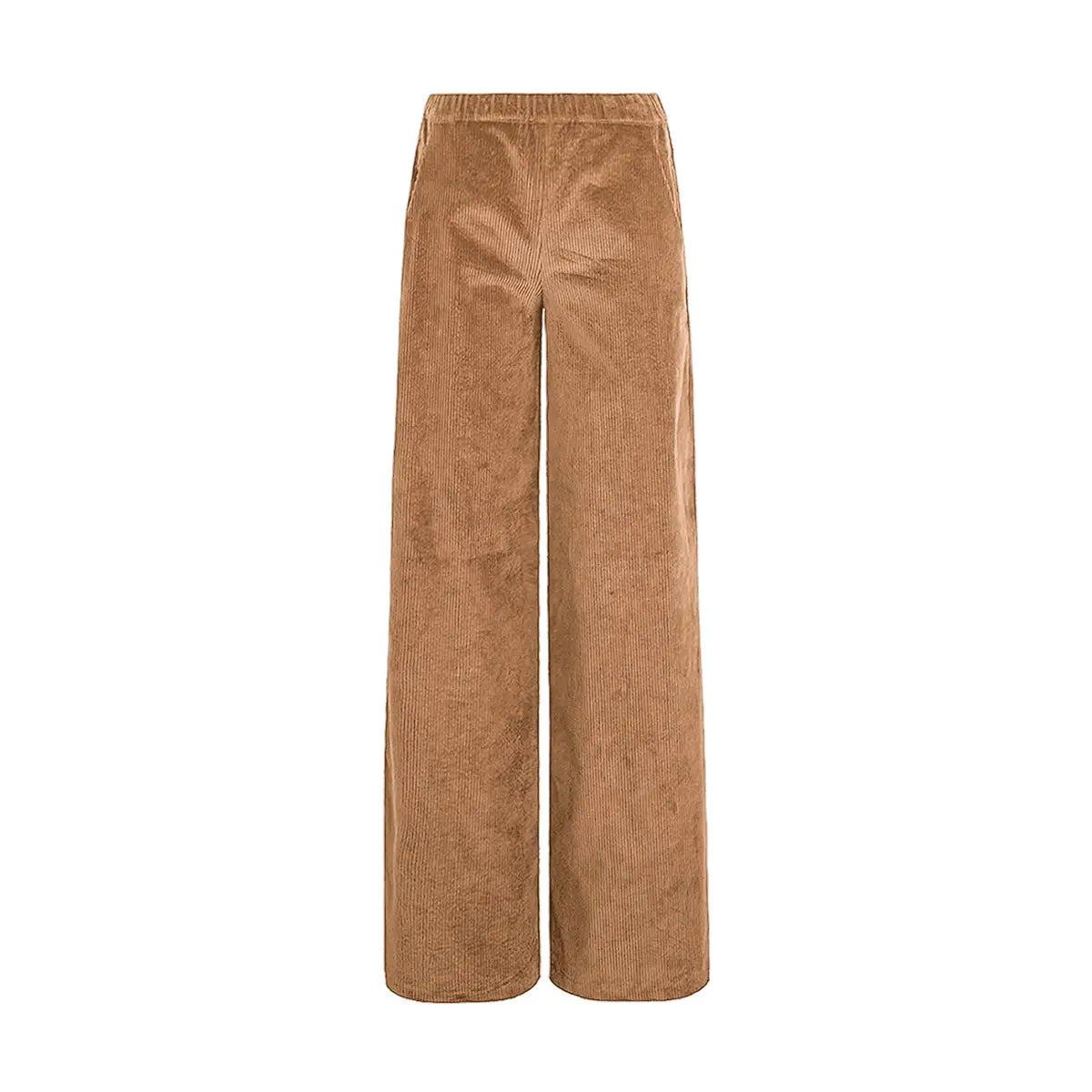 Pantalone palazzo Maxie in velluto a coste cammello, 95% cotone 5% lycra con tasche laterali e vita elastica - Alessandra Gallo