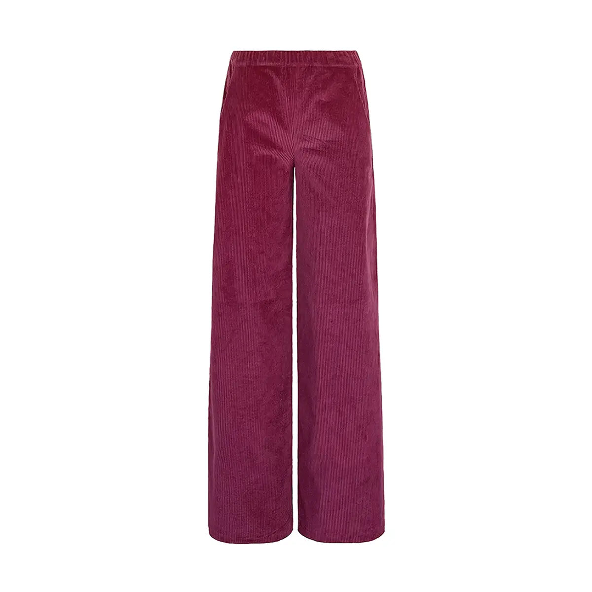 Pantalone MAXIE a palazzo in velluto a coste rosa con vita elasticizzata e tasche laterali Alessandra Gallo