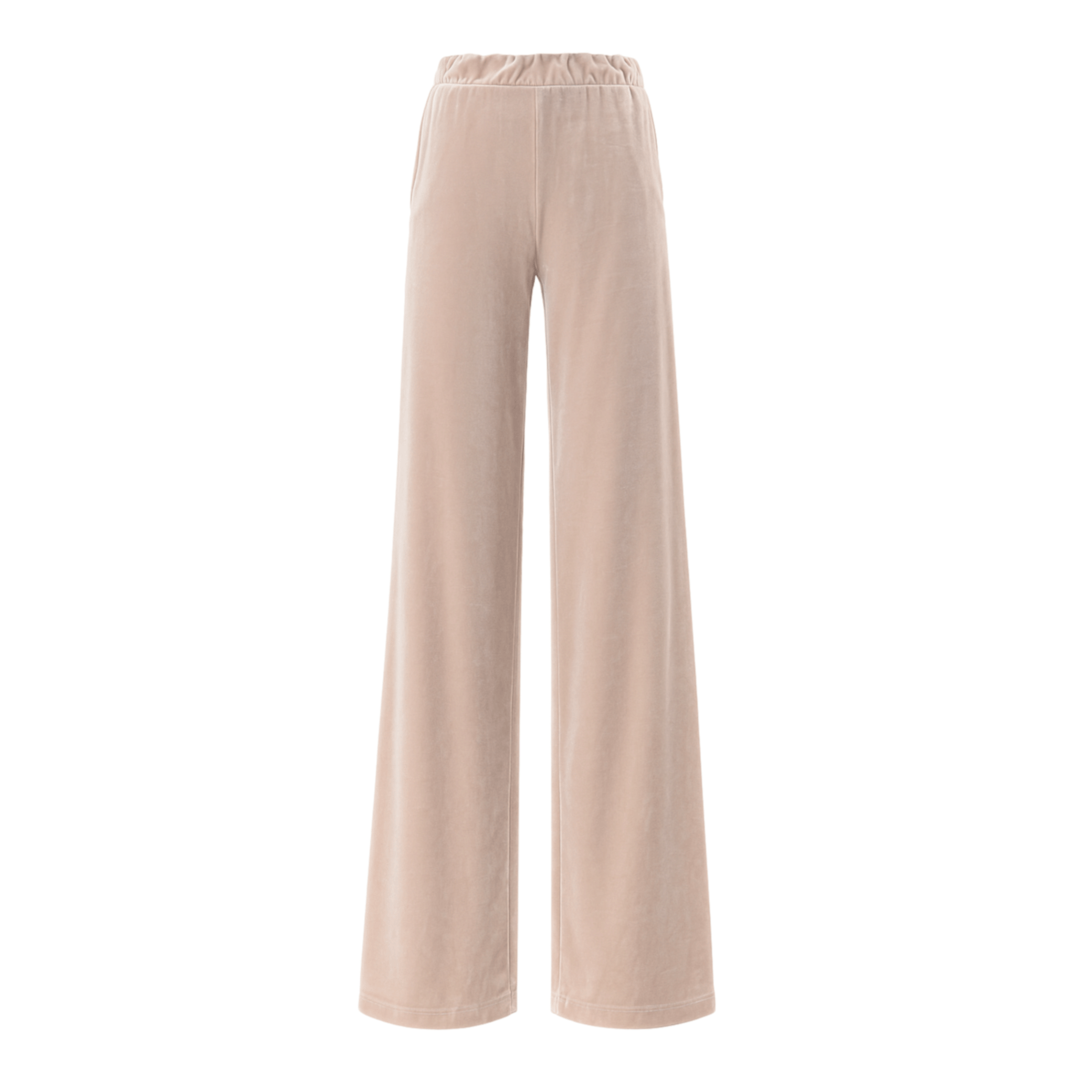 Pantalone MAXIE palazzo ciniglia beige - elastico in vita vista frontale Day&Night Collection
