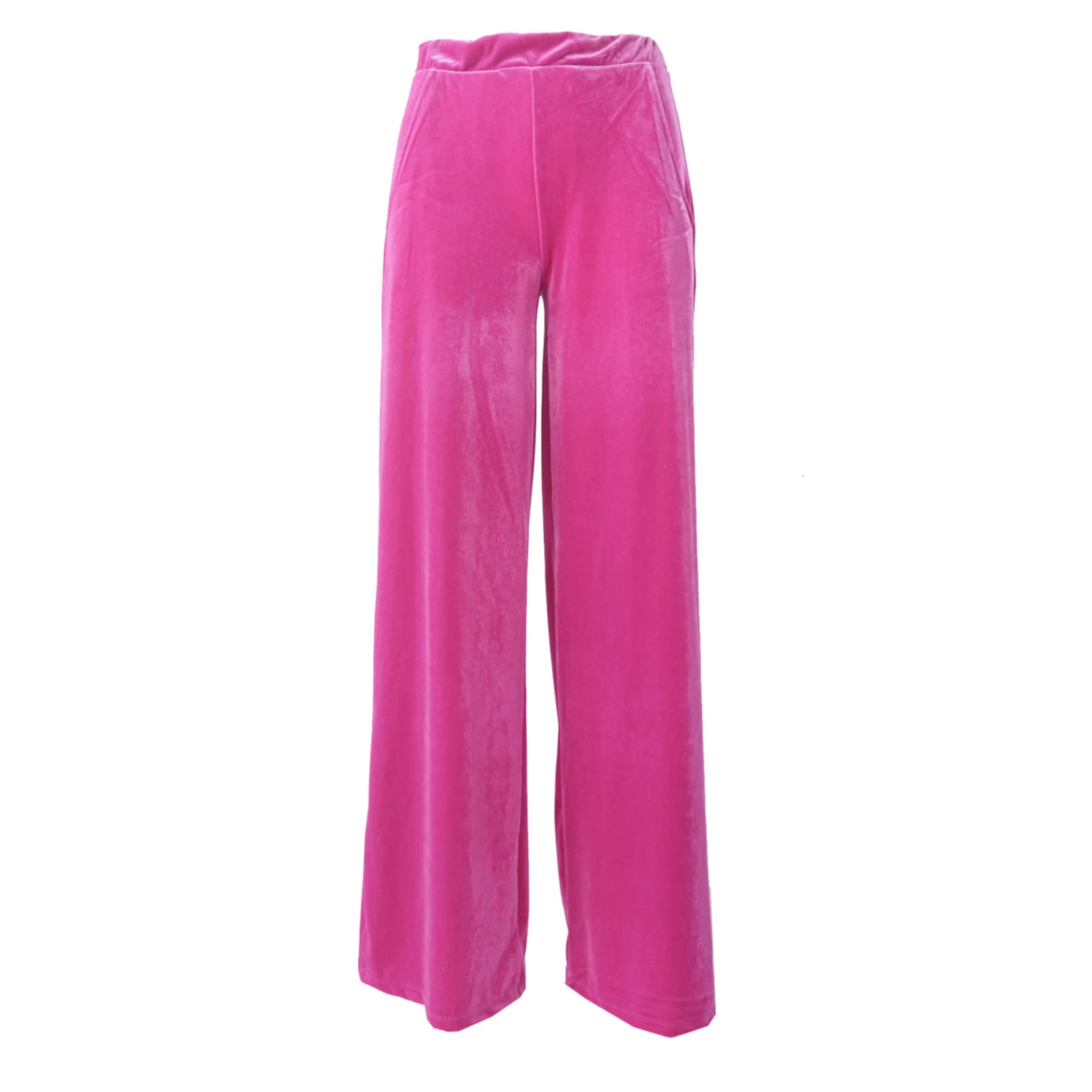 MAXIE - pantalone palazzo in ciniglia fucsia