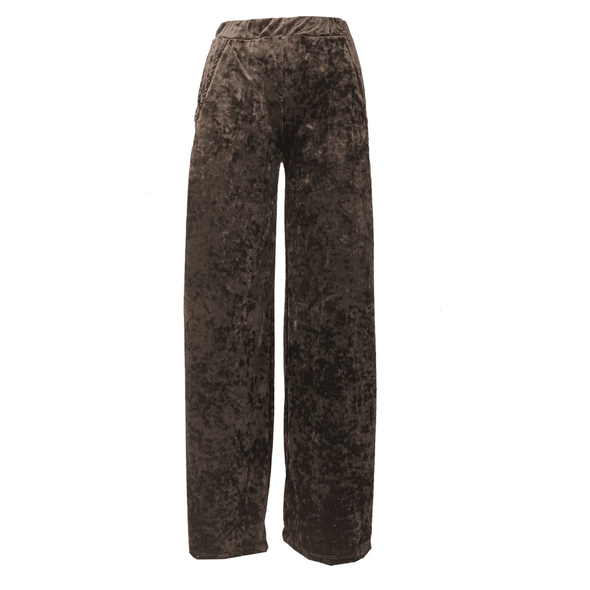 MAXIE - wide-leg chenille trousers in hammered brown