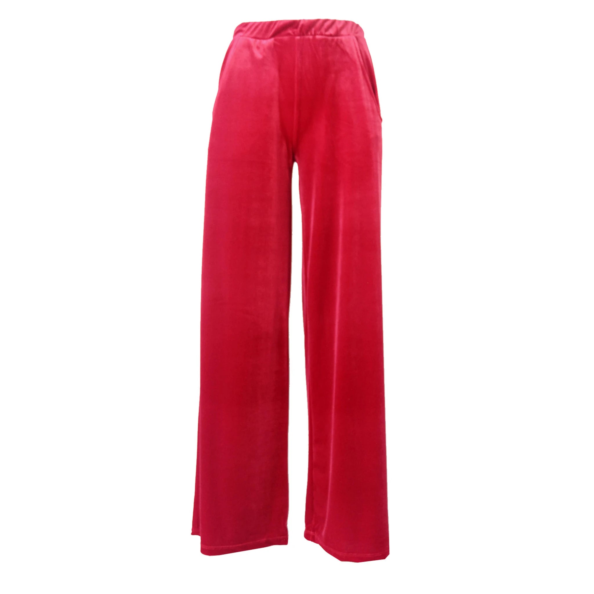 MAXIE - wide-leg chenille trousers in red