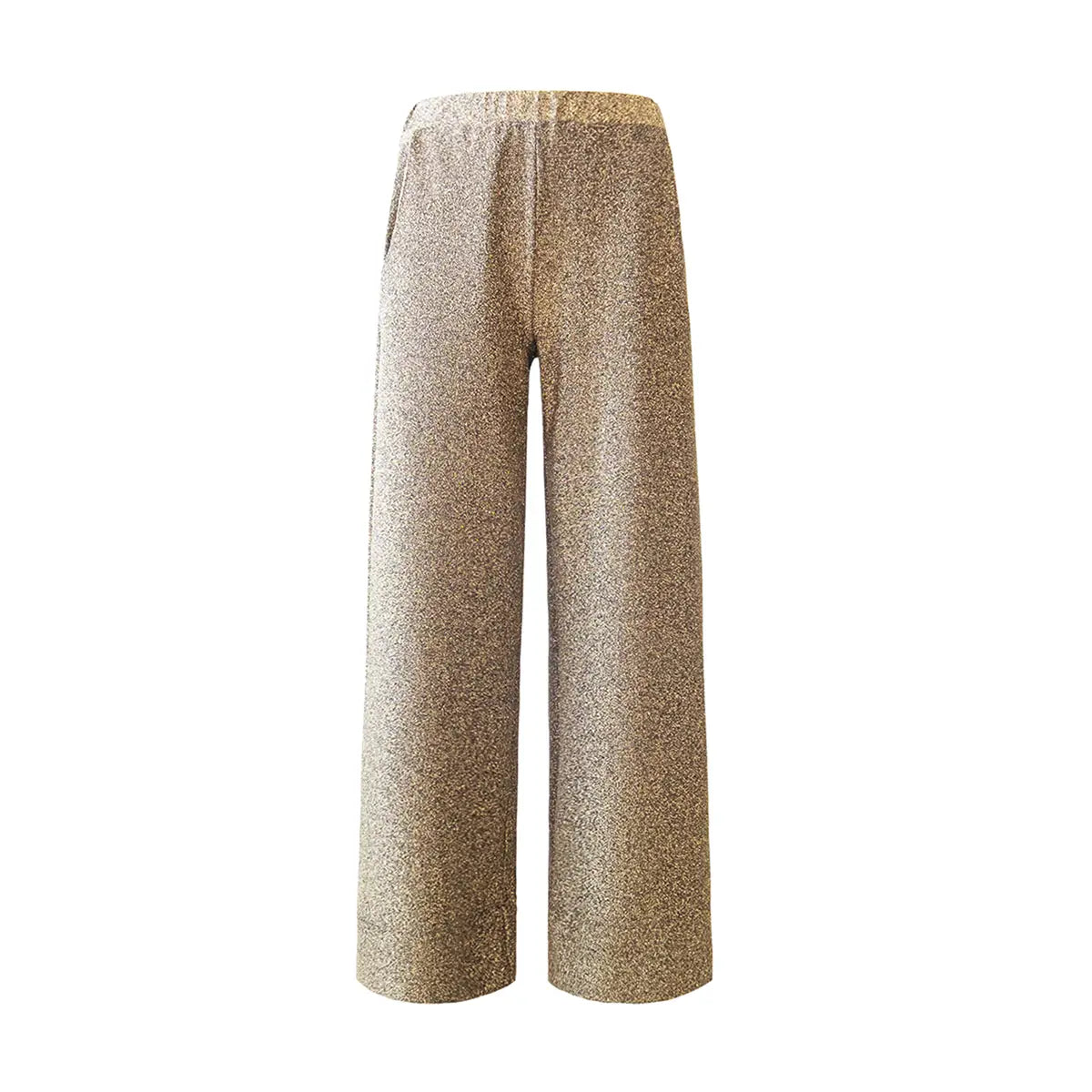 Pantalone palazzo donna AIDA di Alessandra Gallo in lurex oro con tasche laterali - vista frontale - sturdast collection