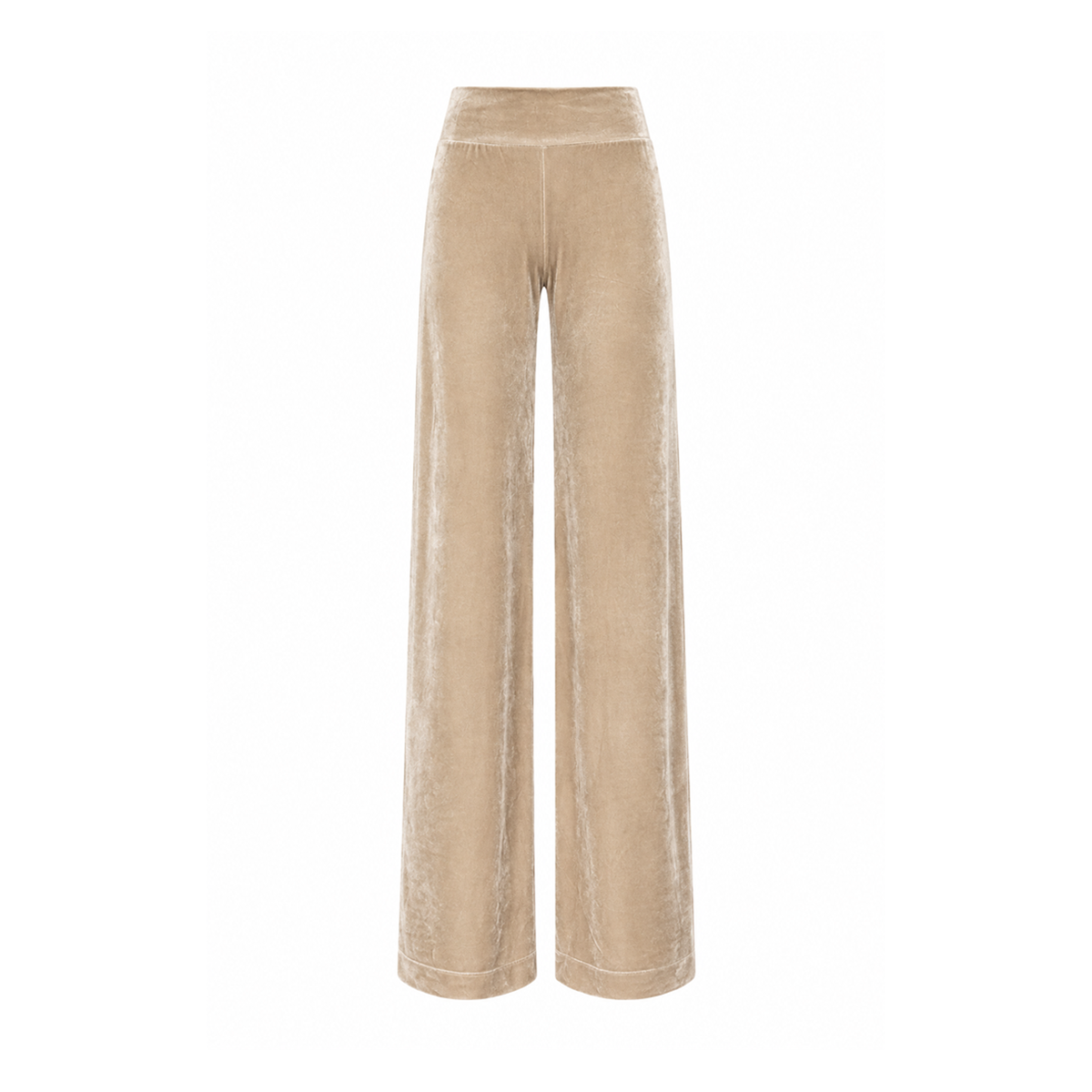 MIMI, pantalone palazzo in ciniglia beige.